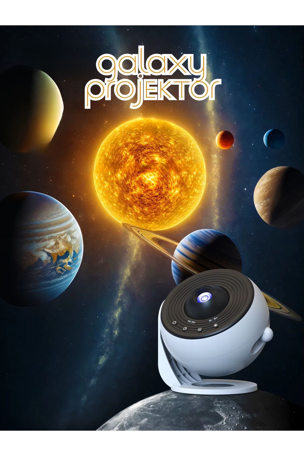 howear Pro Planetarium Galaxy Projeksiyon 12 Tema ve Döngü Seçenekli Işık Projeksiyonu Projektör
