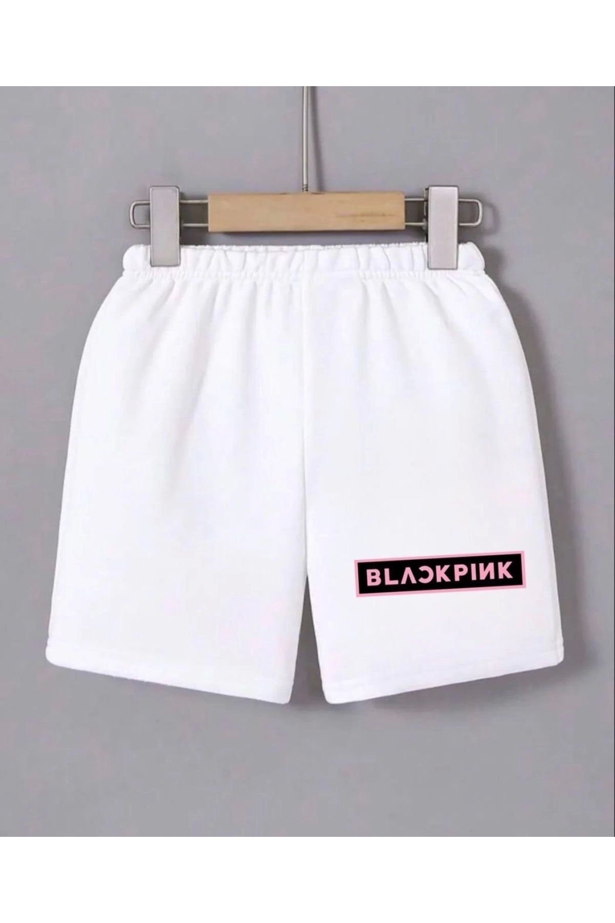 MODA Kadın Beli Lastikli Baskılı Mini Şort - Beyaz