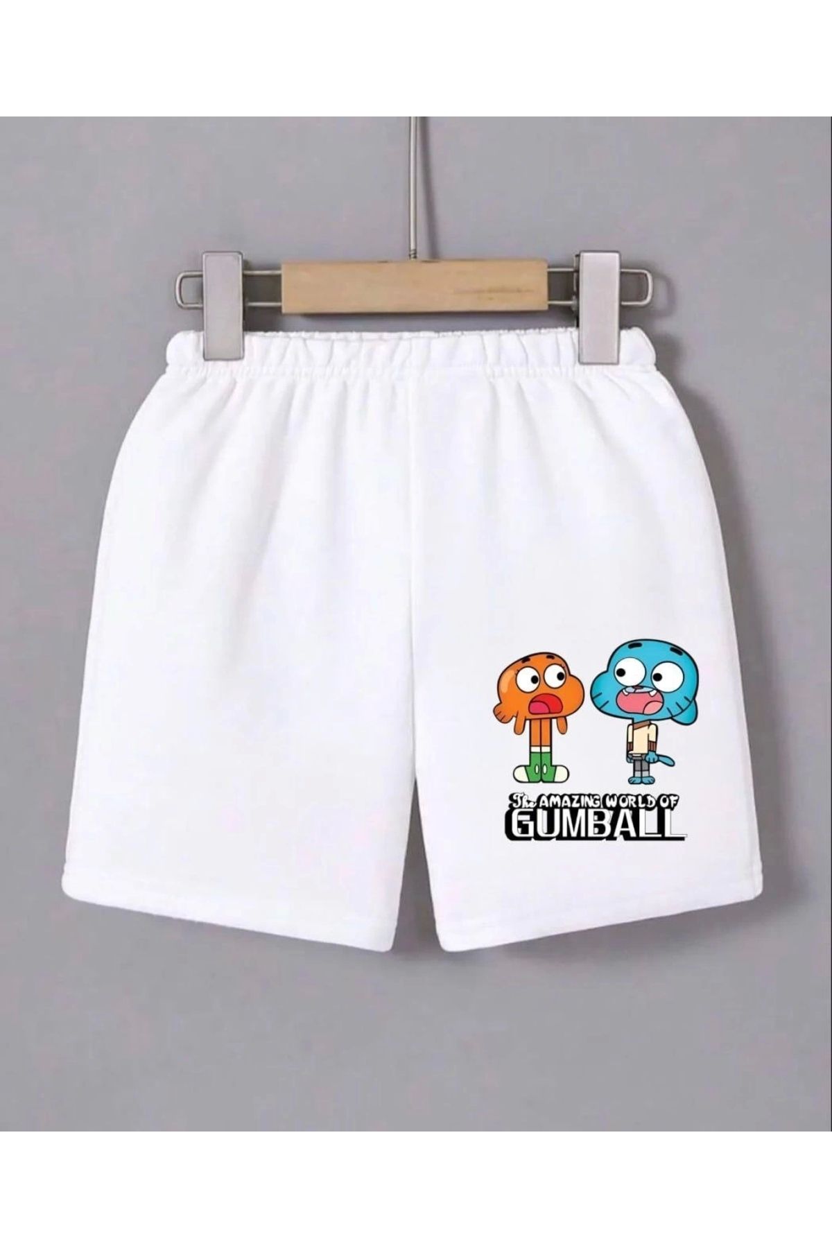 MODA Kadın Beli Lastikli Baskılı Mini Şort - Beyaz