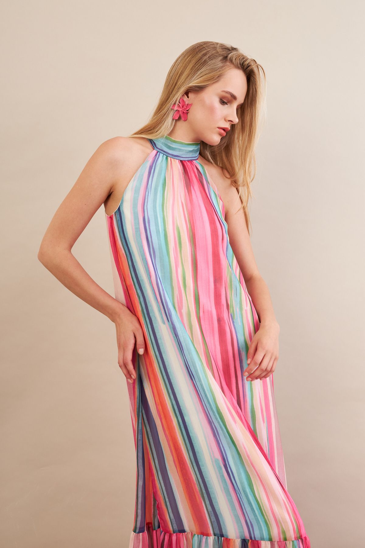 Cool & Sexy Kadın Multi Astarlı Maxi Şifon Elbise PSG1004