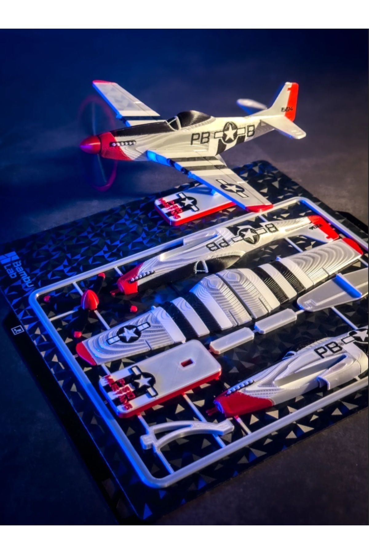 ABAS 3D Baskı P-51 Maket Uçak – Renkli ve Detaylı – Kolay Montaj