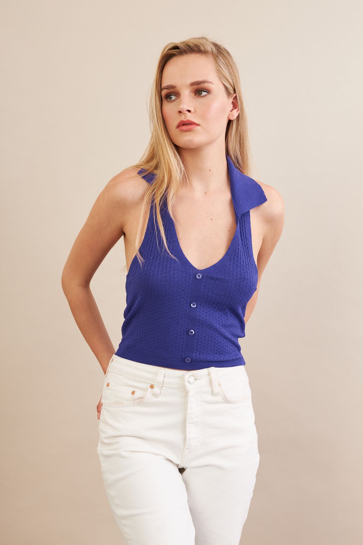 Cool & Sexy Kadın Mor Sırtı Açık Bluz ZH01-90
