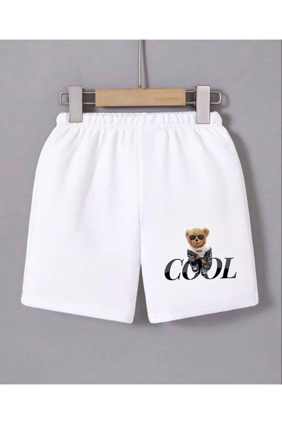 MODA Kadın Beli Lastikli Baskılı Mini Şort - Beyaz