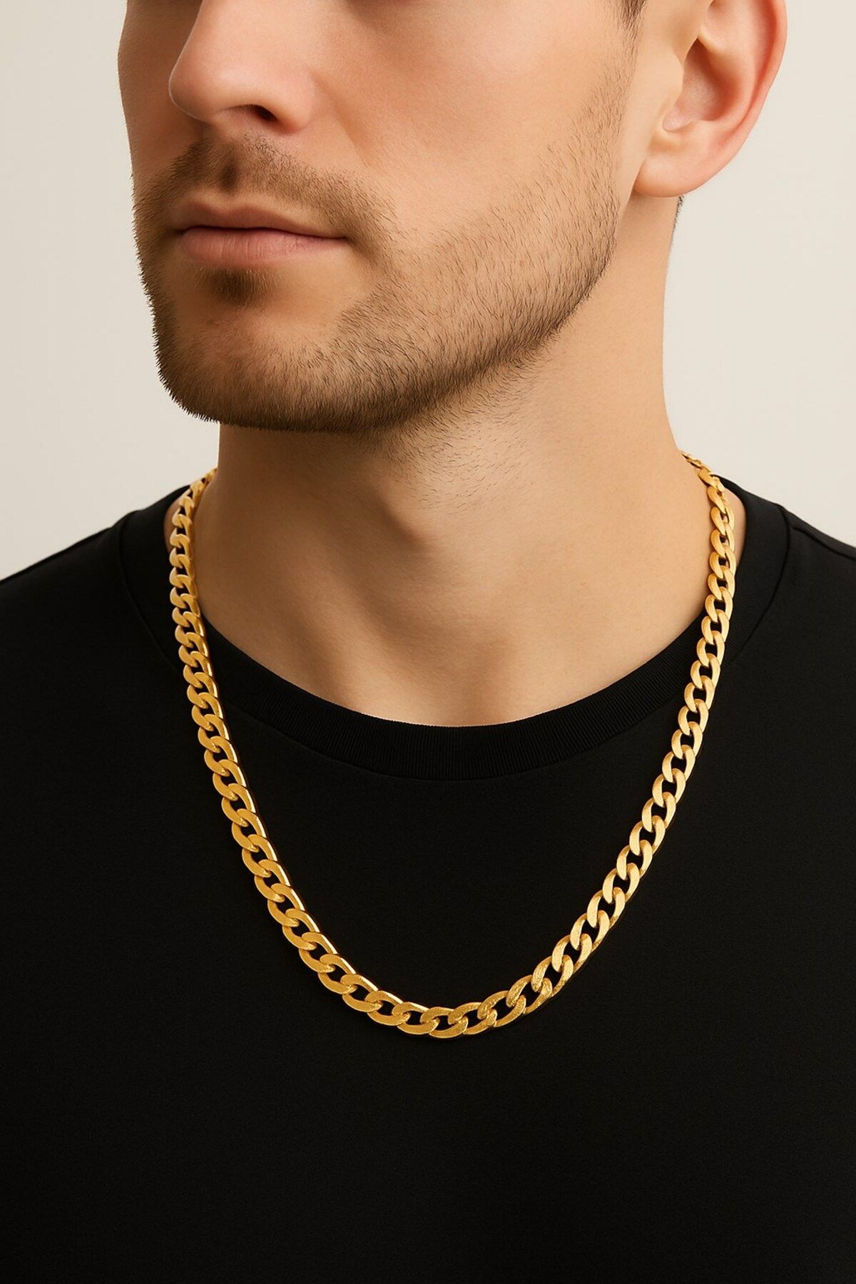 X-Lady Accessories Altın Renk Cuban Kalın Unisex Erkek Metal Çelik Zincir Çelik Kolye - 3333
