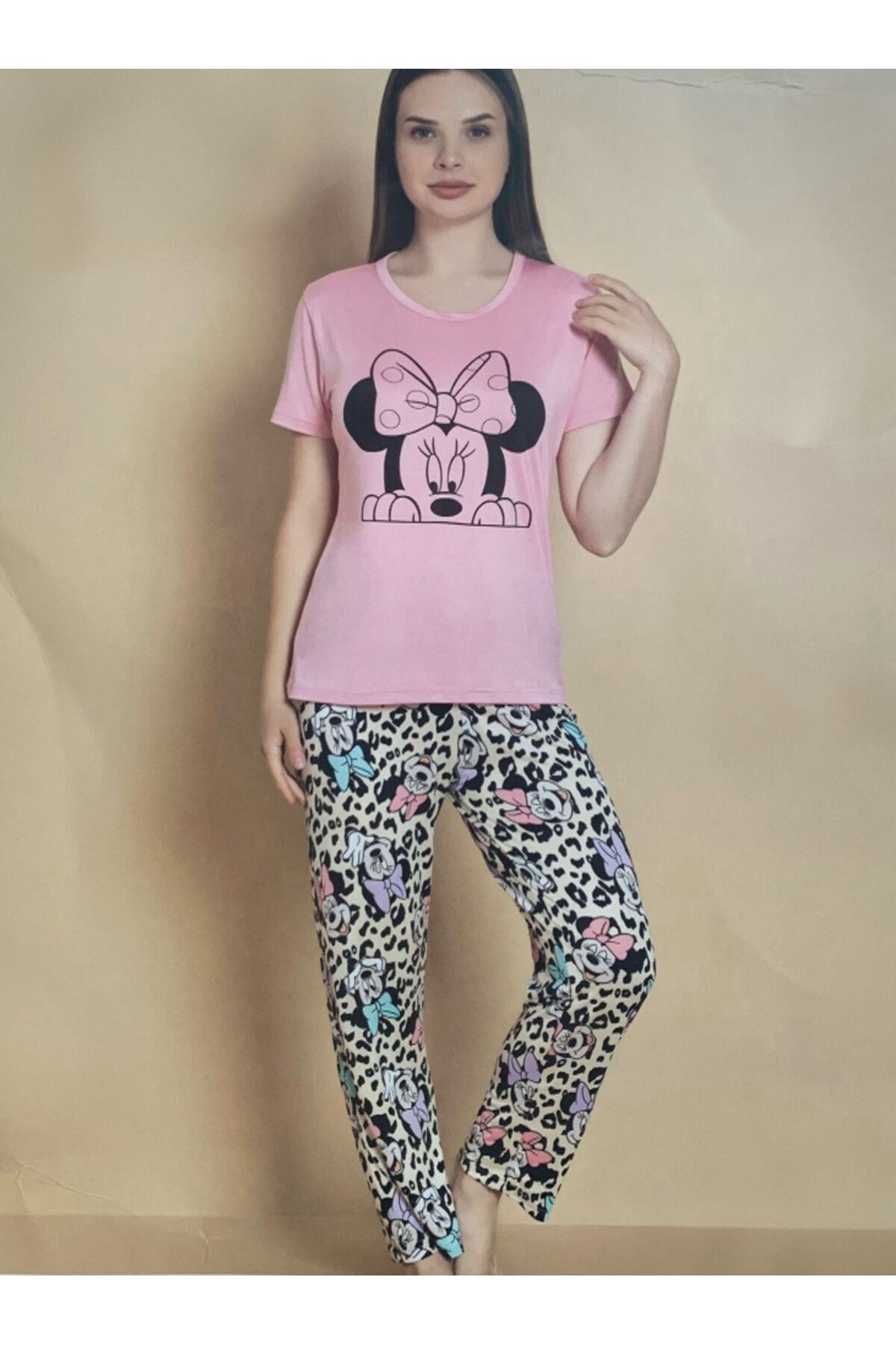 OMODAM Kadın Kısa Kol Viskon/Milan Kumaş Pijama Takımı