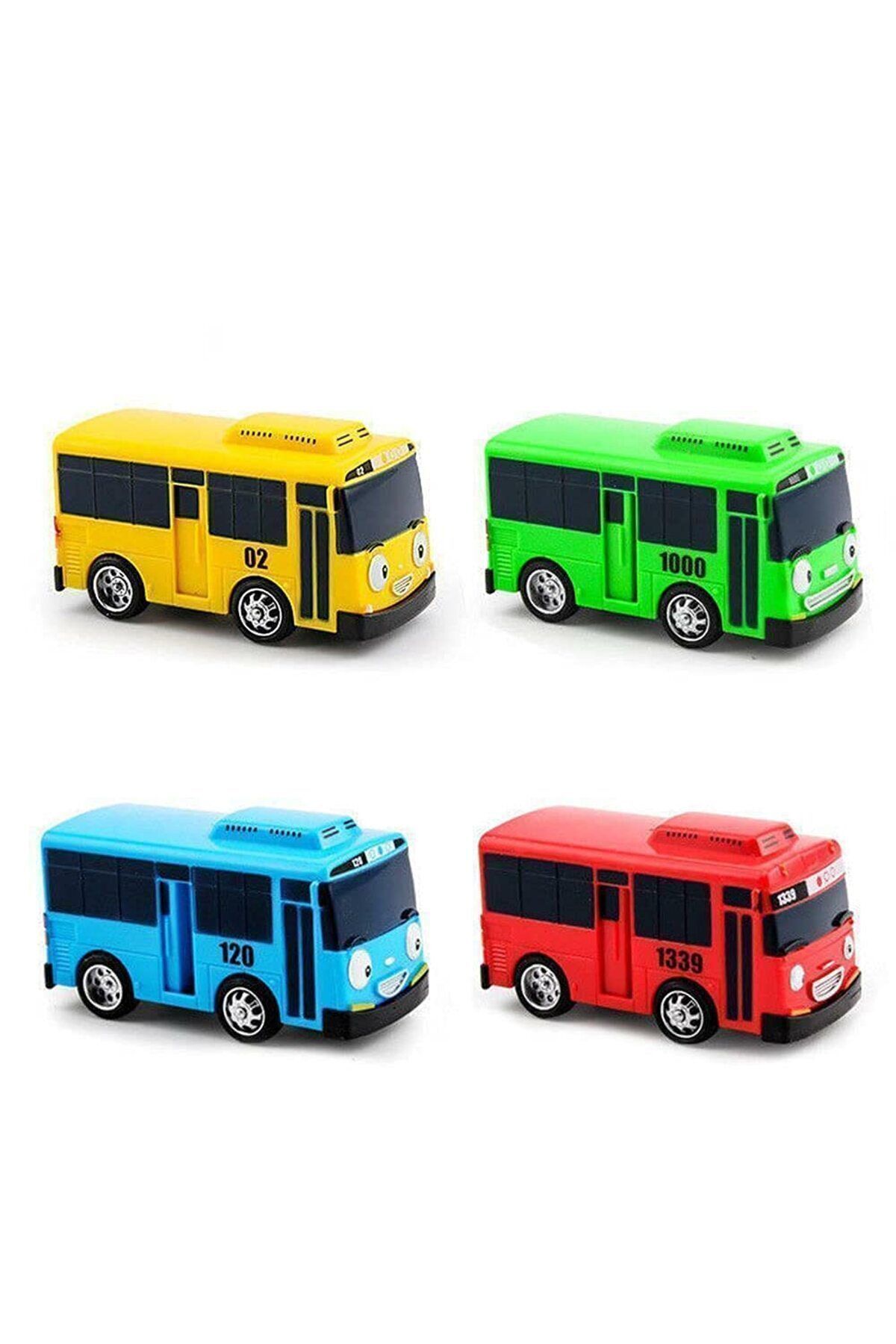 CUFFCUFFTOYS Tayo Oyuncak Otobüs 7 Cm 4lü Set Çek Bırak Tayobüs