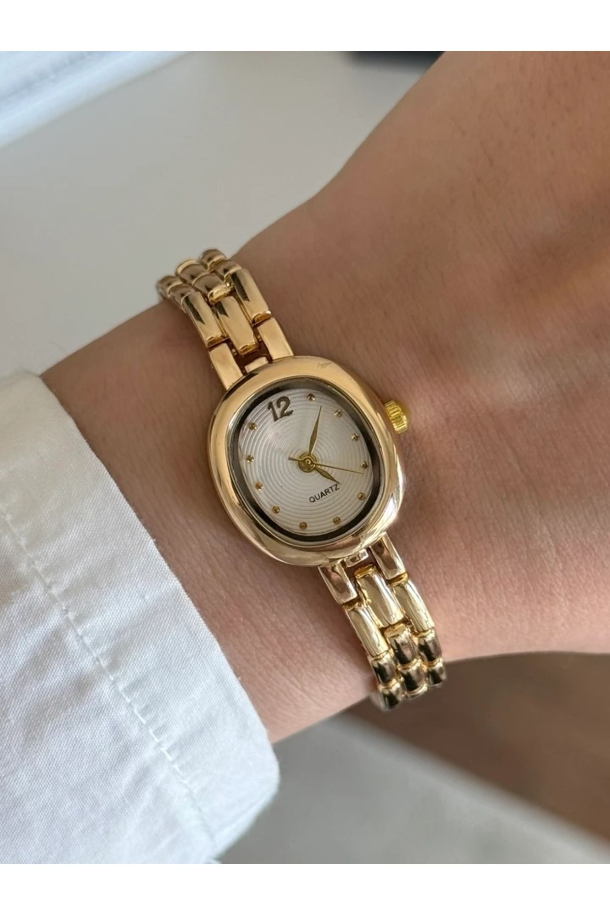 RoseandRoses Damie Minimal Vintage Model Kadın Kol Saati Gold (Beyaz Kadran)