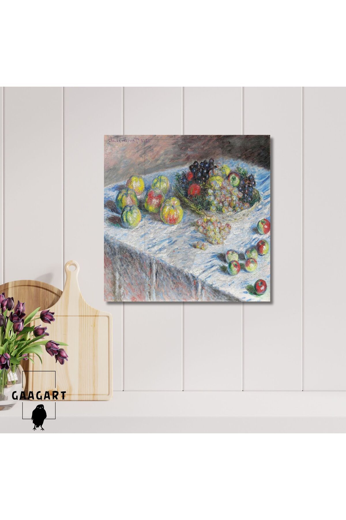GAAGART Kare Kanvas Ünlü Ressamlar Monet-Apples and Grapes (1880)
