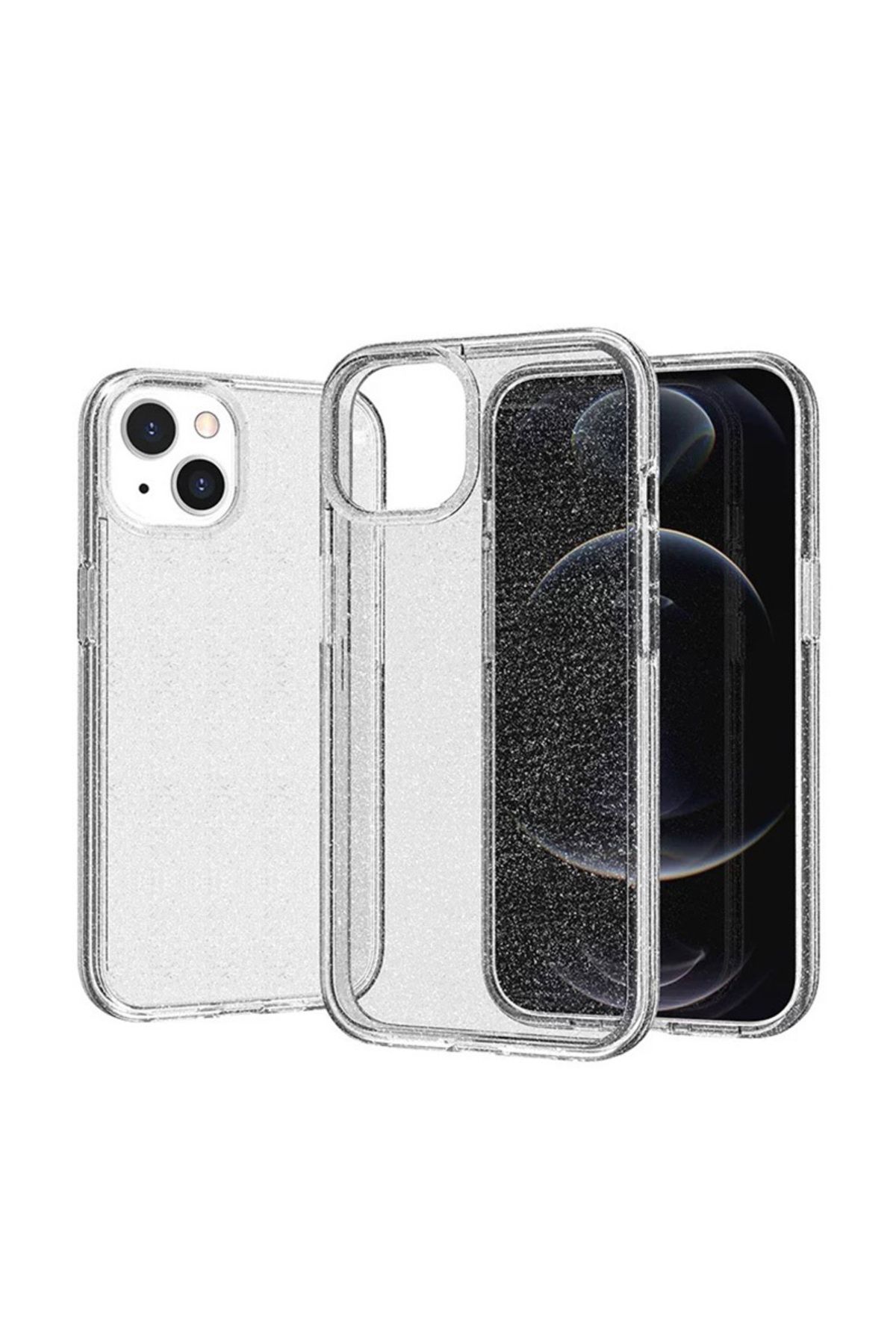 Nezih Case Apple iPhone 13 Uyumlu Kılıf Parlayan Simli Şeffaf Koruyucu Kapak Kılıf