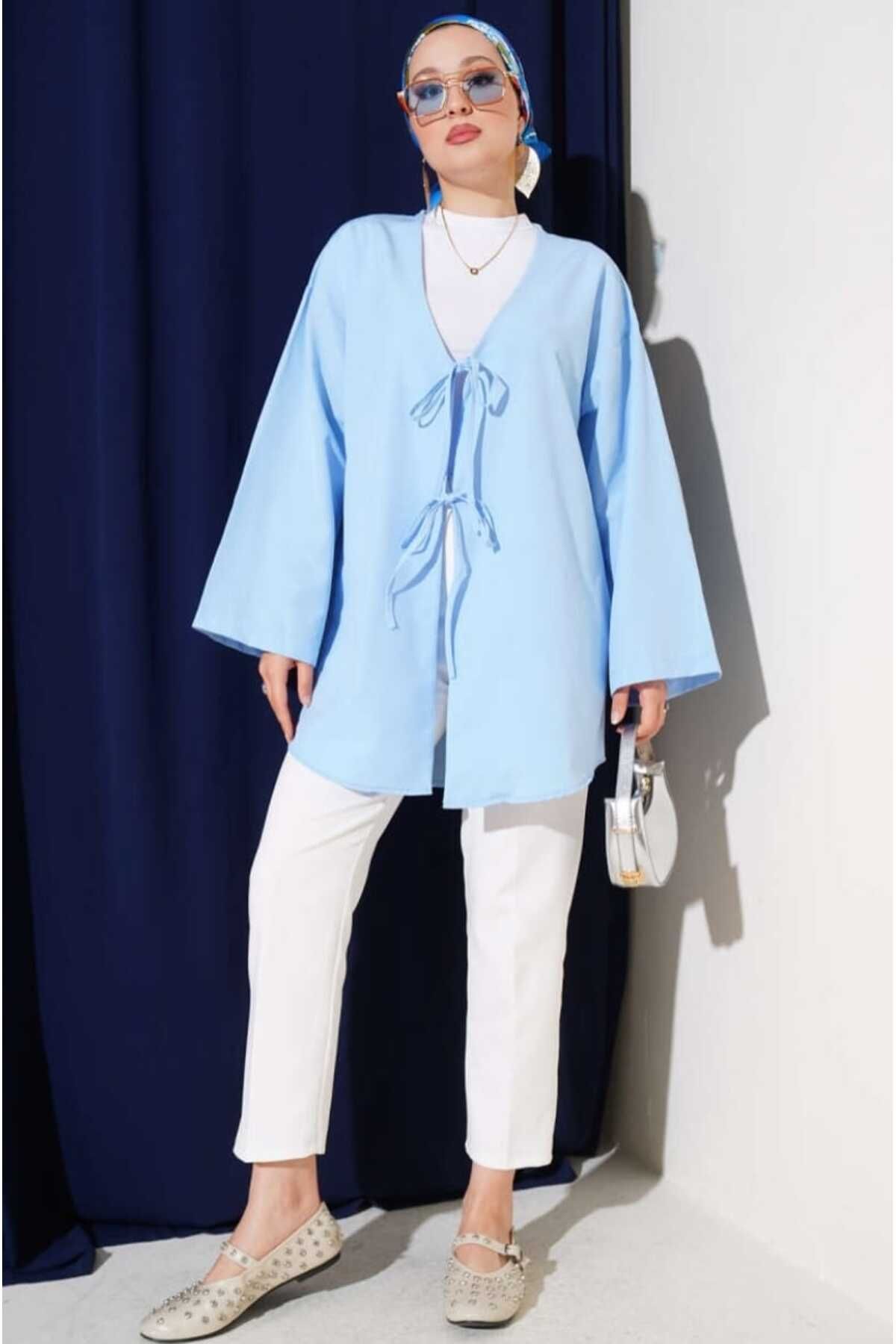 MODA VEDAT Çift Bağcıklı Poplin Kimono