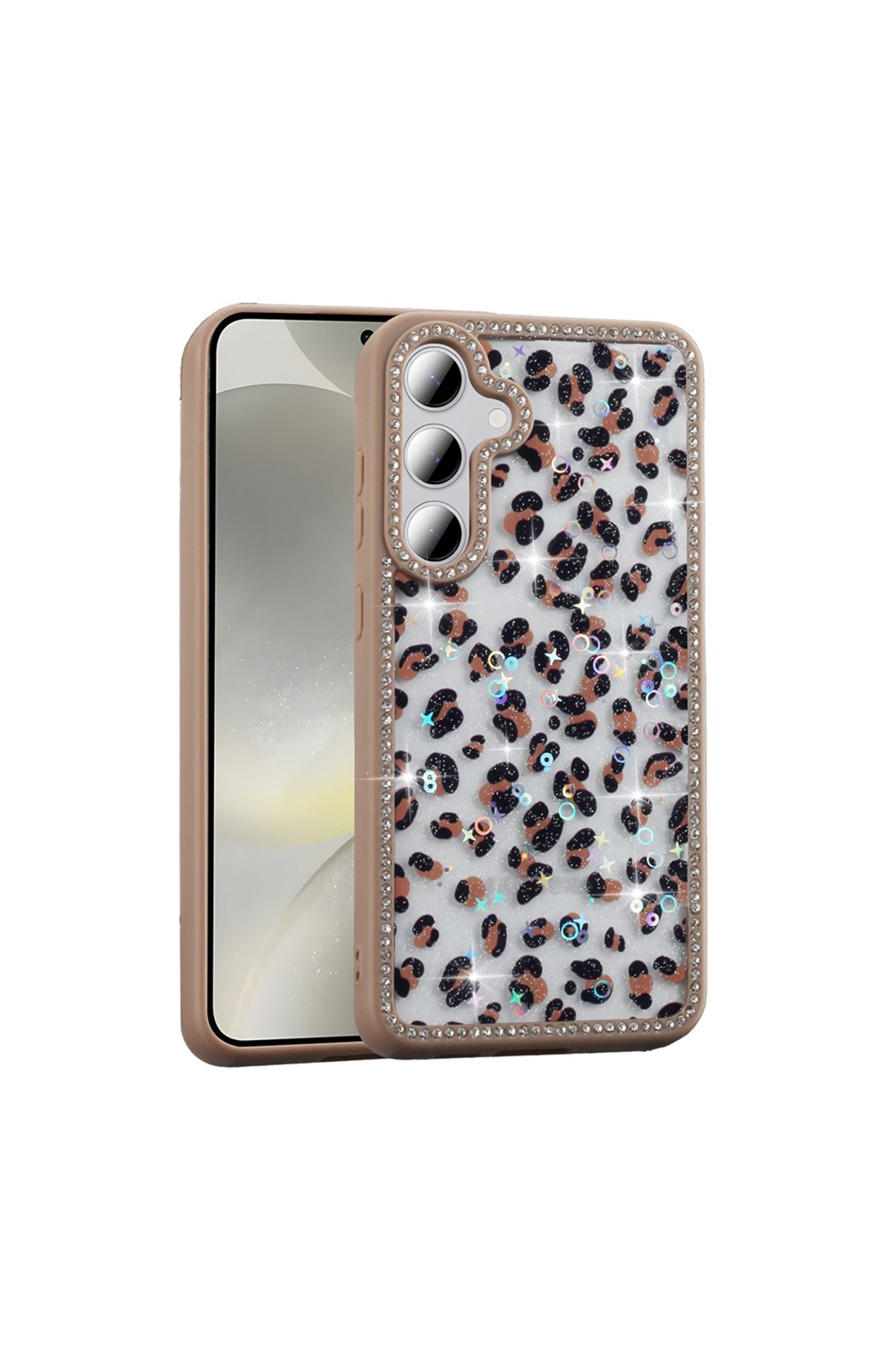 Nezih Case Samsung Galaxy S24 FE Uyumlu Taşlı Simli Parıltılı Desenli Kapak Kılıf