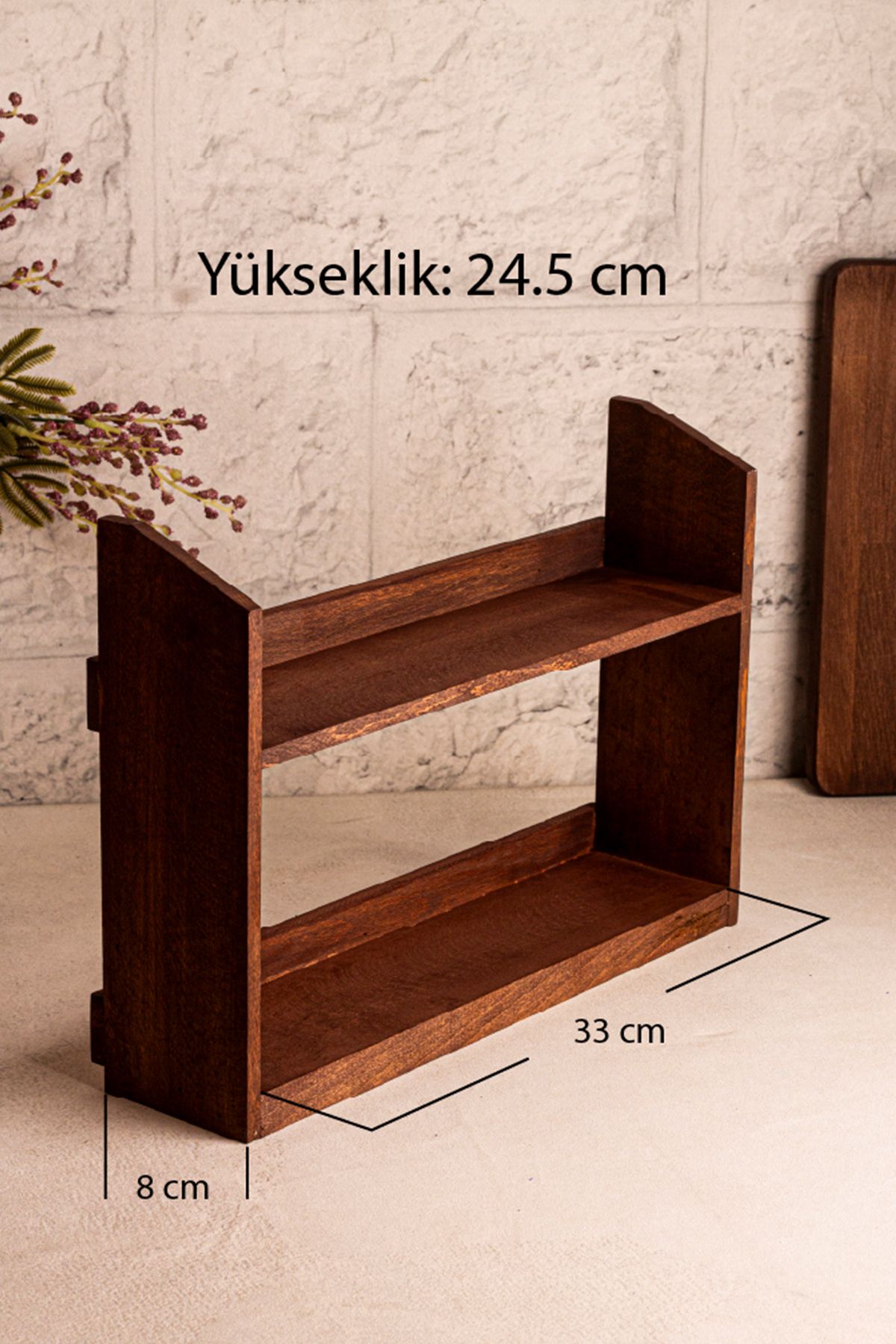 Snippy-Mira Small - Set of 8 Vacuum Wooden Lid Glass Spice Jar Set with Stand Storage Container Set 210 ml 8