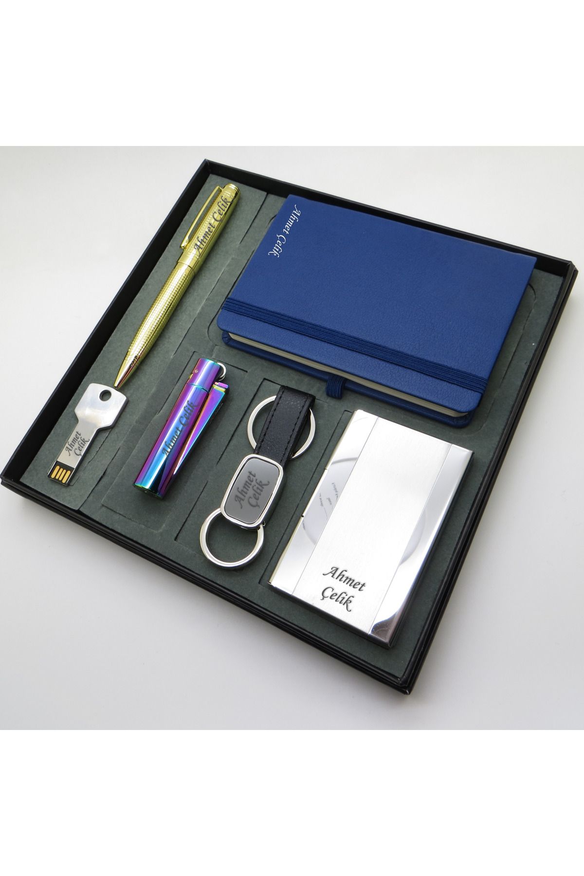 Signator ® Nebula | Kişiye Özel Set - 32 Gb. Anahtar Usb Bellek + Clipper Çakmak + Not defteri + An