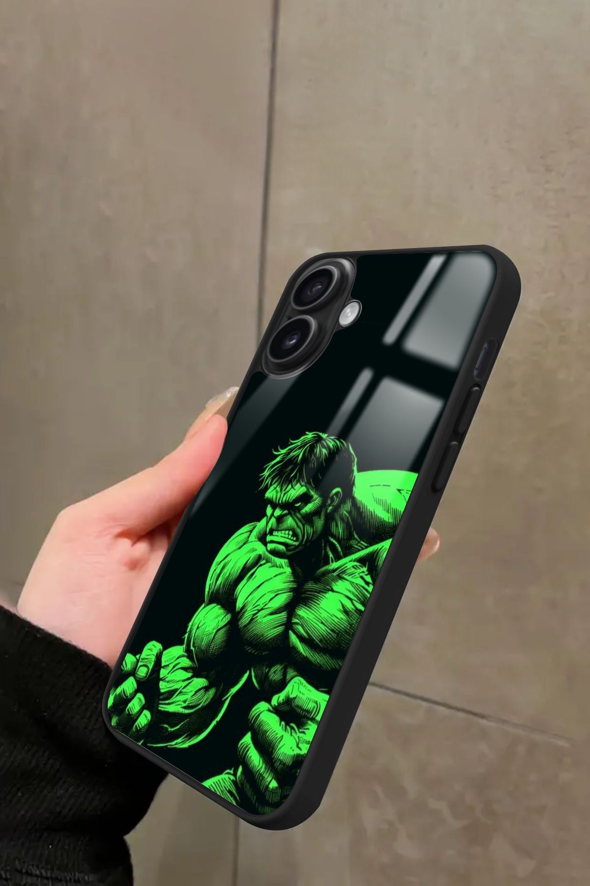 Snacase iPhone 16 Plus Uyumlu Hulk Tasarımlı Glossy Premium Kılıf
