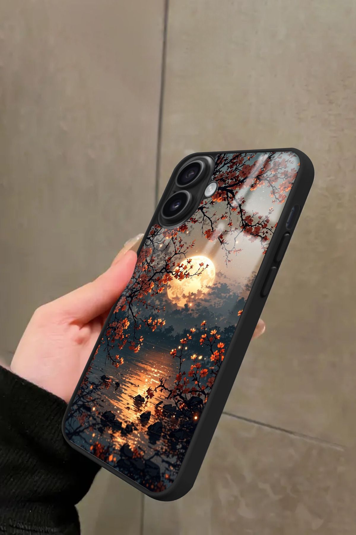 Snacase iPhone 16 Uyumlu Van Gogh Kırmızı Ağaç Tablo Tasarımlı Glossy Premium Kılıf