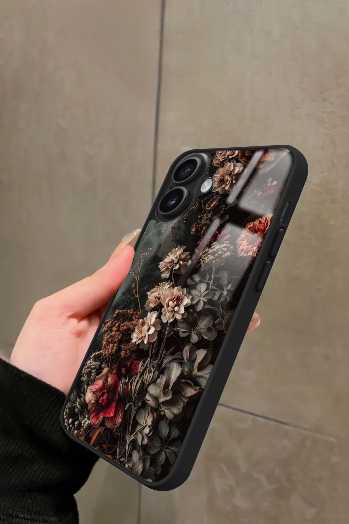 Snacase iPhone 16 Plus Uyumlu Karışık Çiçek Tasarımlı Glossy Premium Kılıf