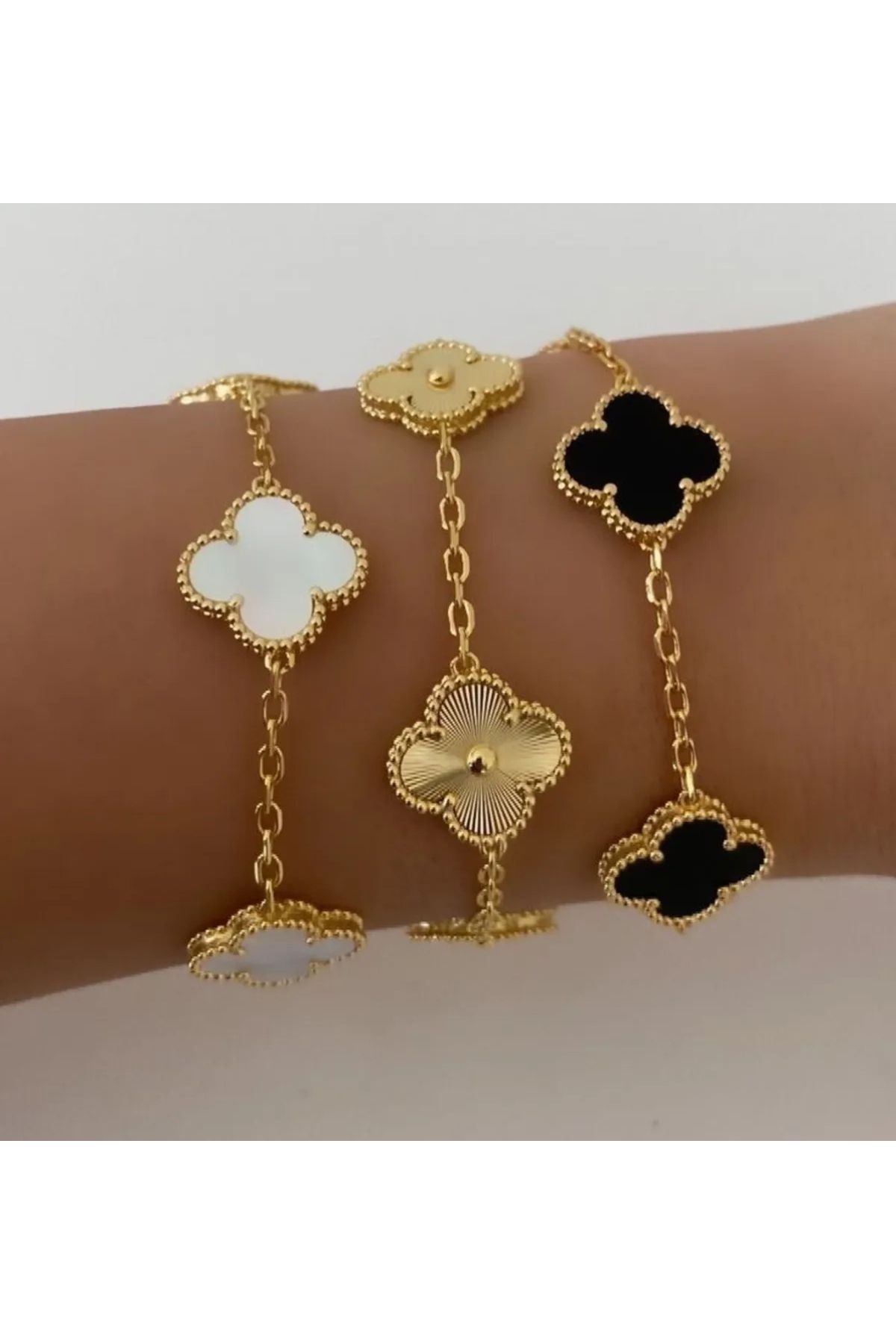 bs bellss accessory Yonca Model Üçlü Bileklik Set