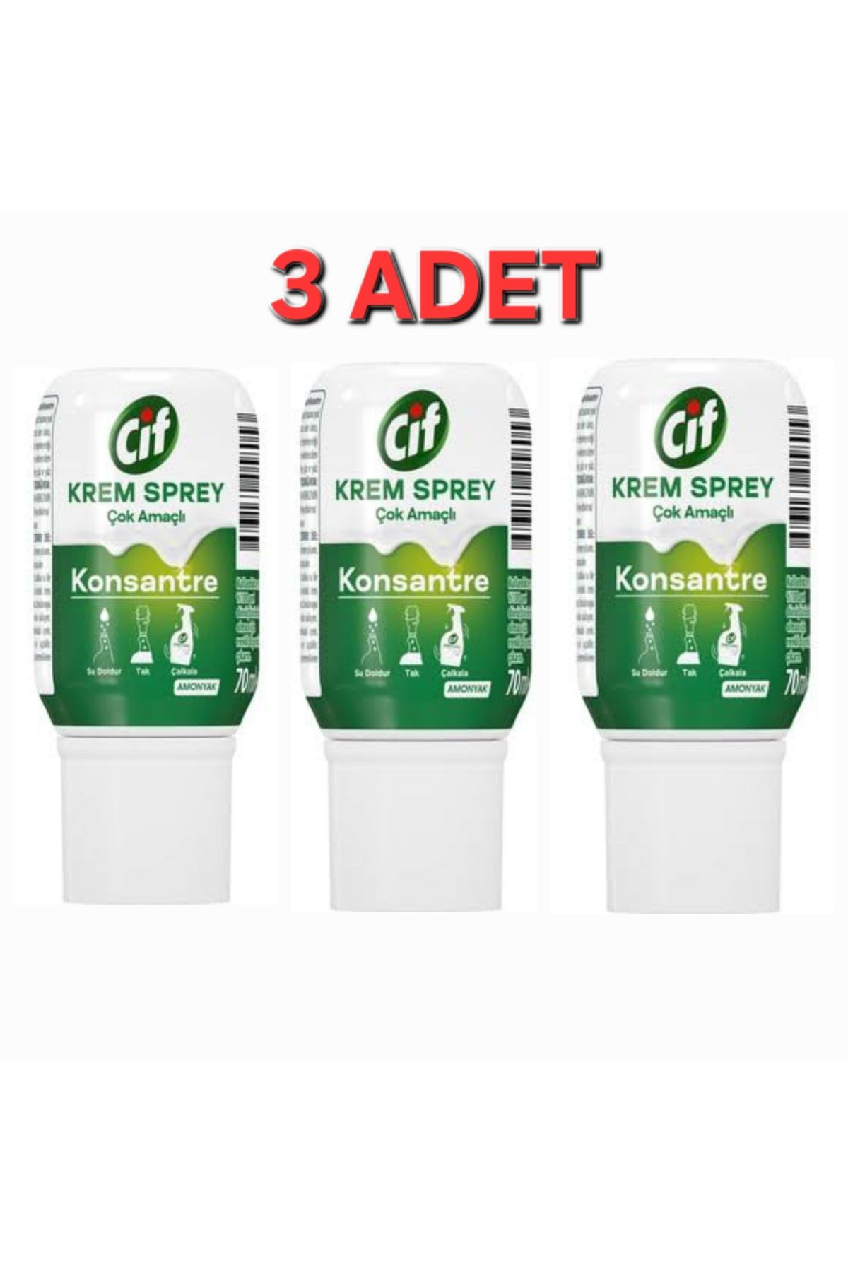 Cif Krem Sprey Cif Çok Amaçlı Konsantre Amonyak 70 ml 3 Adet 70 mlx3