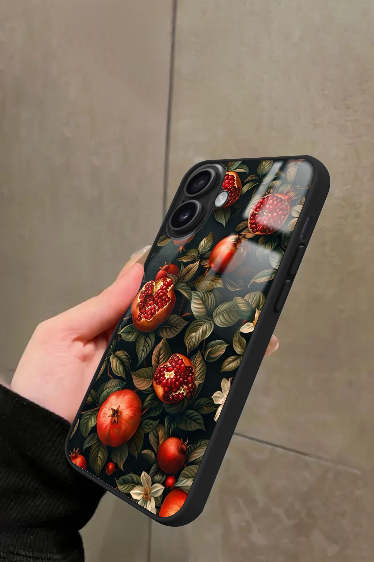 Snacase iPhone 16 Plus Uyumlu Nar Tasarımlı Glossy Premium Kılıf