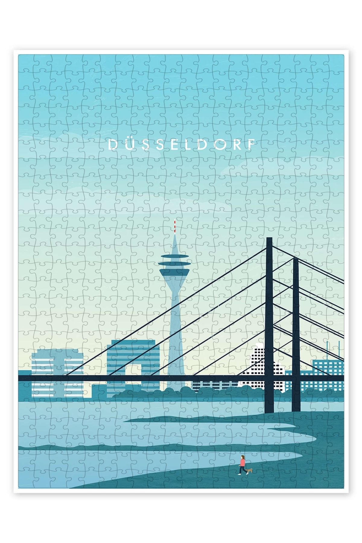 Jeronkarji Düsseldorf 500 Parça Puzzle Yapboz Şehir Manzara Temalı Hobilik