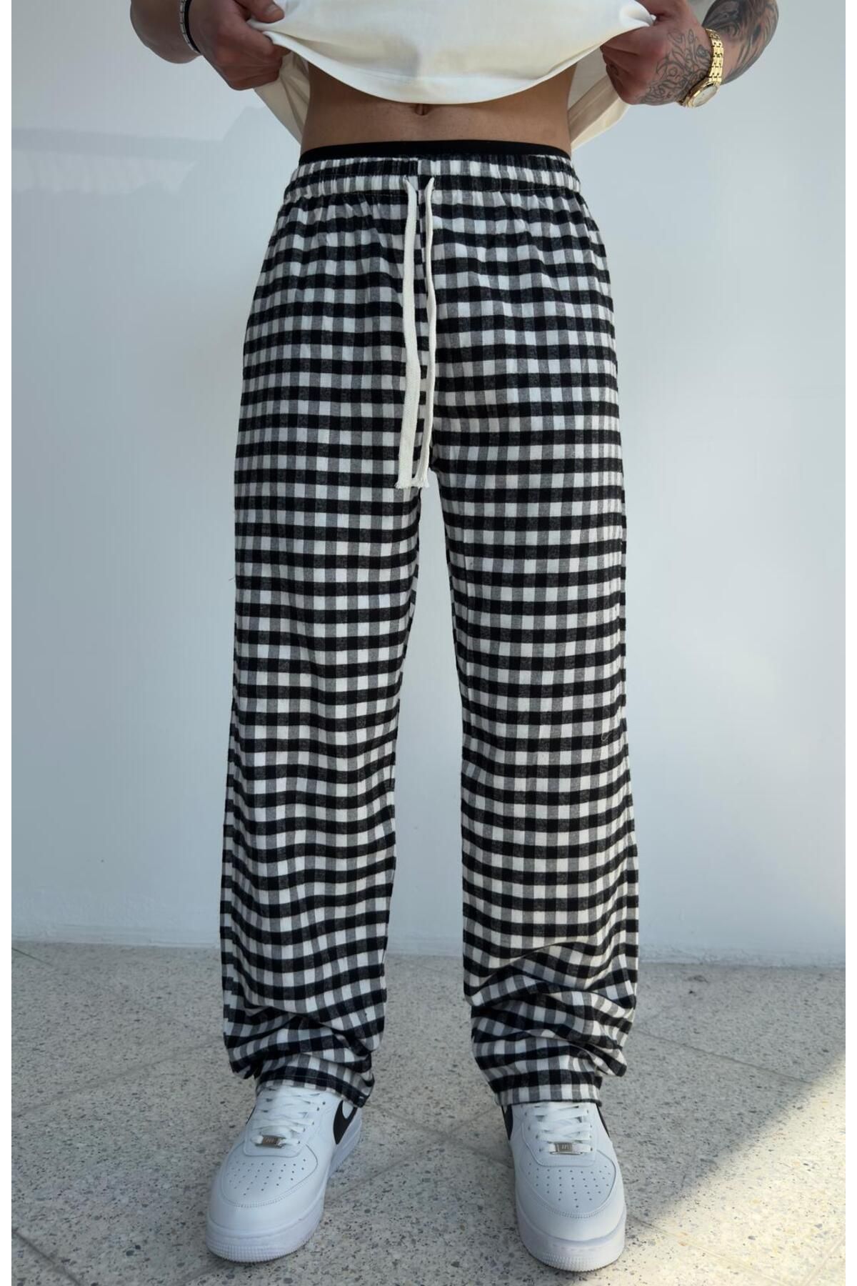 zaee Yazlık İnce Kumaş Kareli Pijama Alt