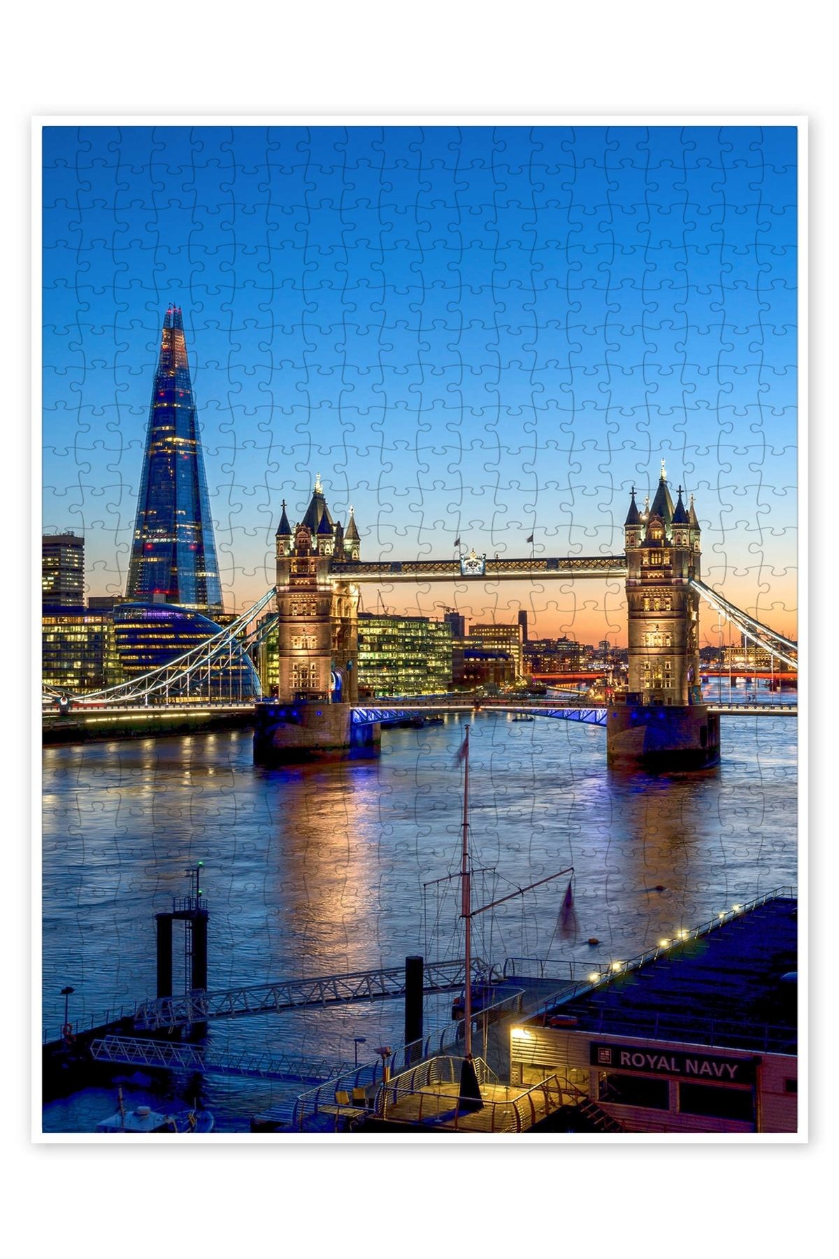 Jeronkarji Alacakaranlıkta Tower Bridge 500 Parça Puzzle Yapboz Şehir Manzara Temalı Hobilik