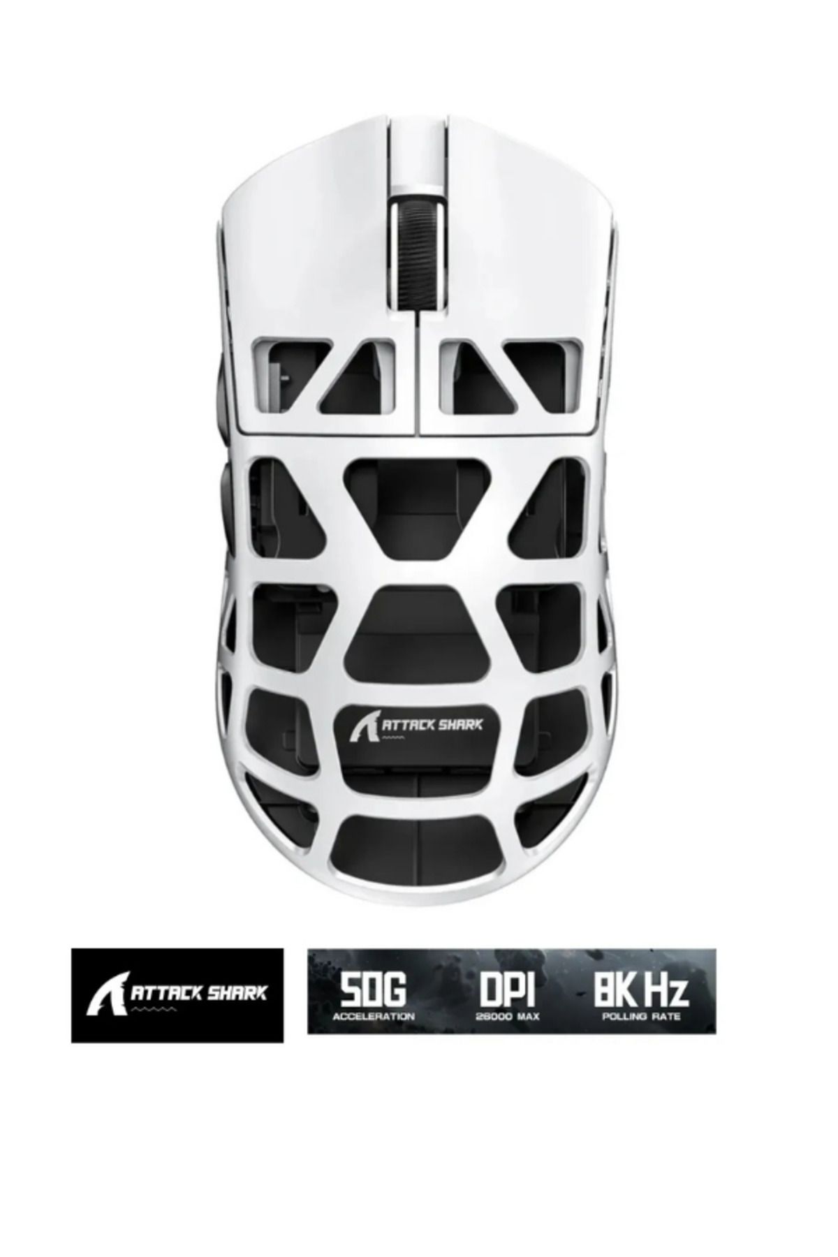 Hietech Gaming Oyuncu Mouse Pro Magnezyum Alaşımlı 8Khz Ultra Hız Tepki 26.000DPI Attack Shark R3