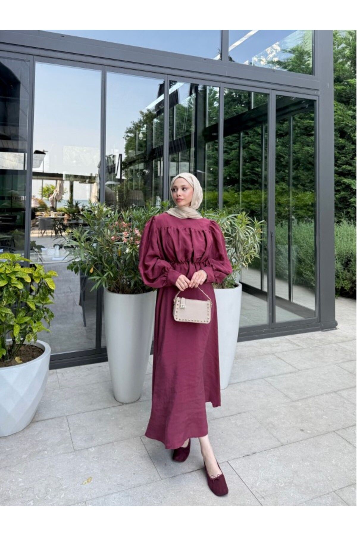 Miraydın Butik Kadın Büzgülü Gömlek Etek Takım M41355 - Bordo