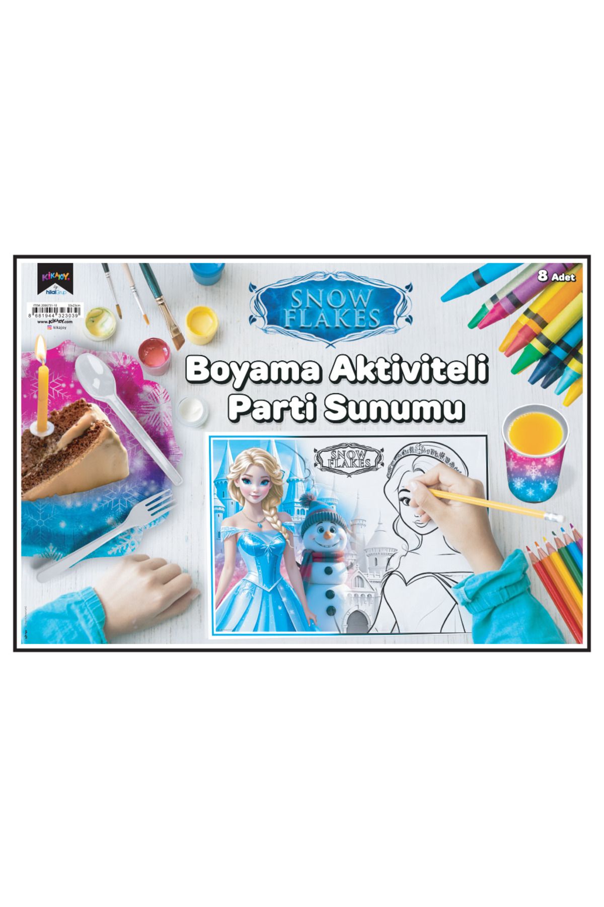 ALPJOY Boyama Aktiviteli Parti Sunumu 8li Snowflakes