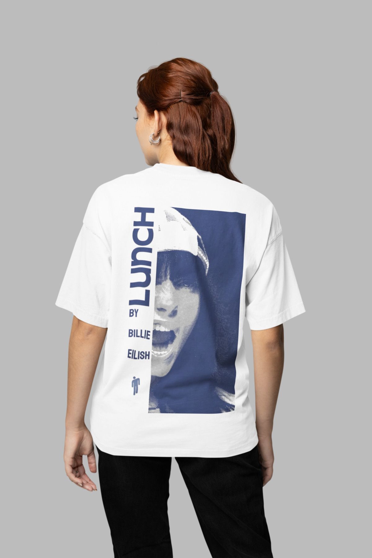 SEVBANO Lunch Billie Eilish Baskılı Unisex Oversize Şarkıcı Tişört