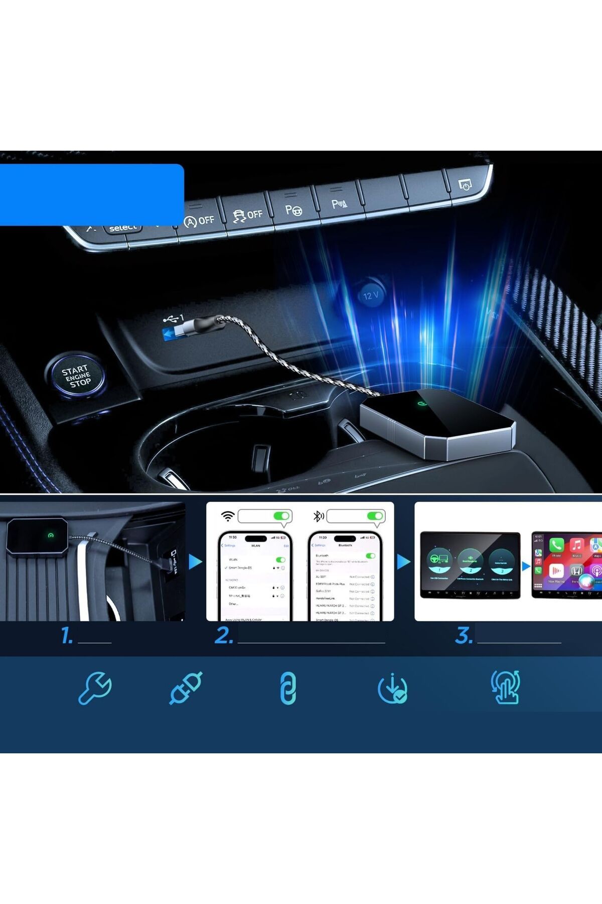 goBERA-goBERA® Wireless CarPlay Module, For cars with factory wired Carplay, Compatible with IOS 10+ 8