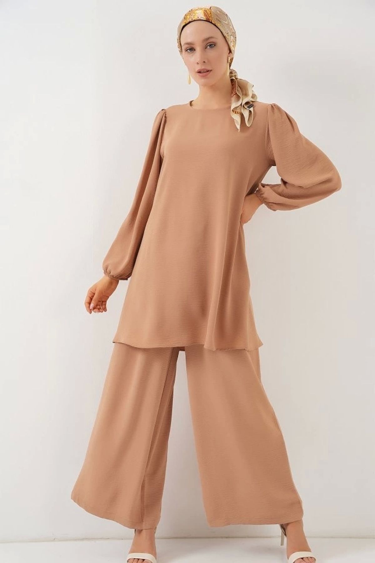 Butik Ayrobin Tunik Pantolon Alt Üst Takım 6712 - Vizon