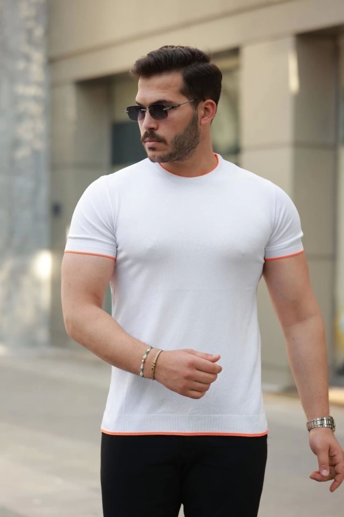 Butik Erkek Bisiklet Yaka Kısa Kollu Tişört
