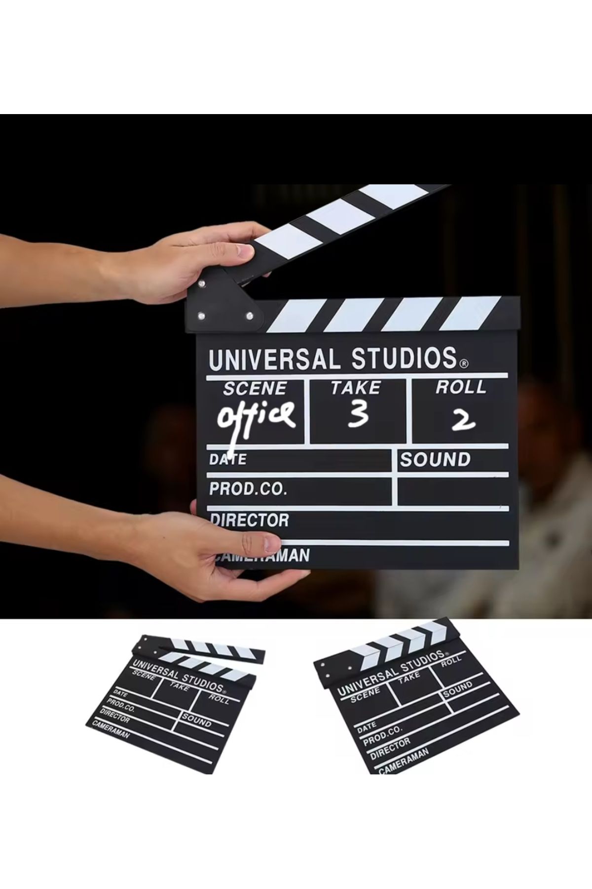 Wolawood Dekoratif Sinema Klaket – Ahşap Film Seti Aksesuarı & Masa Üzeri Clapperboard Yazı Yazılabilir Stand