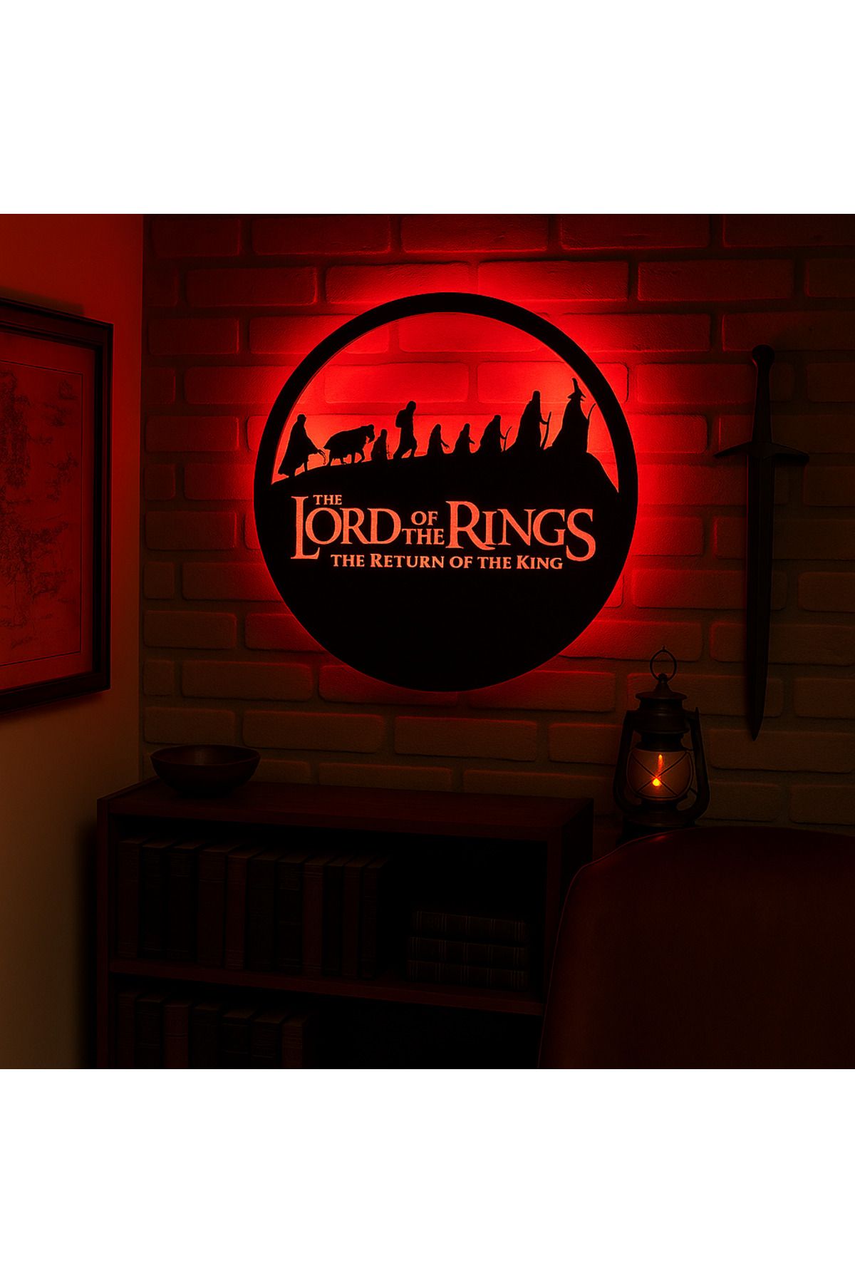 StorHome The Lord of the Rings 50x50 cm MDF Duvar Dekoru LED Işıklı - Tak Çalıştır Film Temalı Aydınlatma