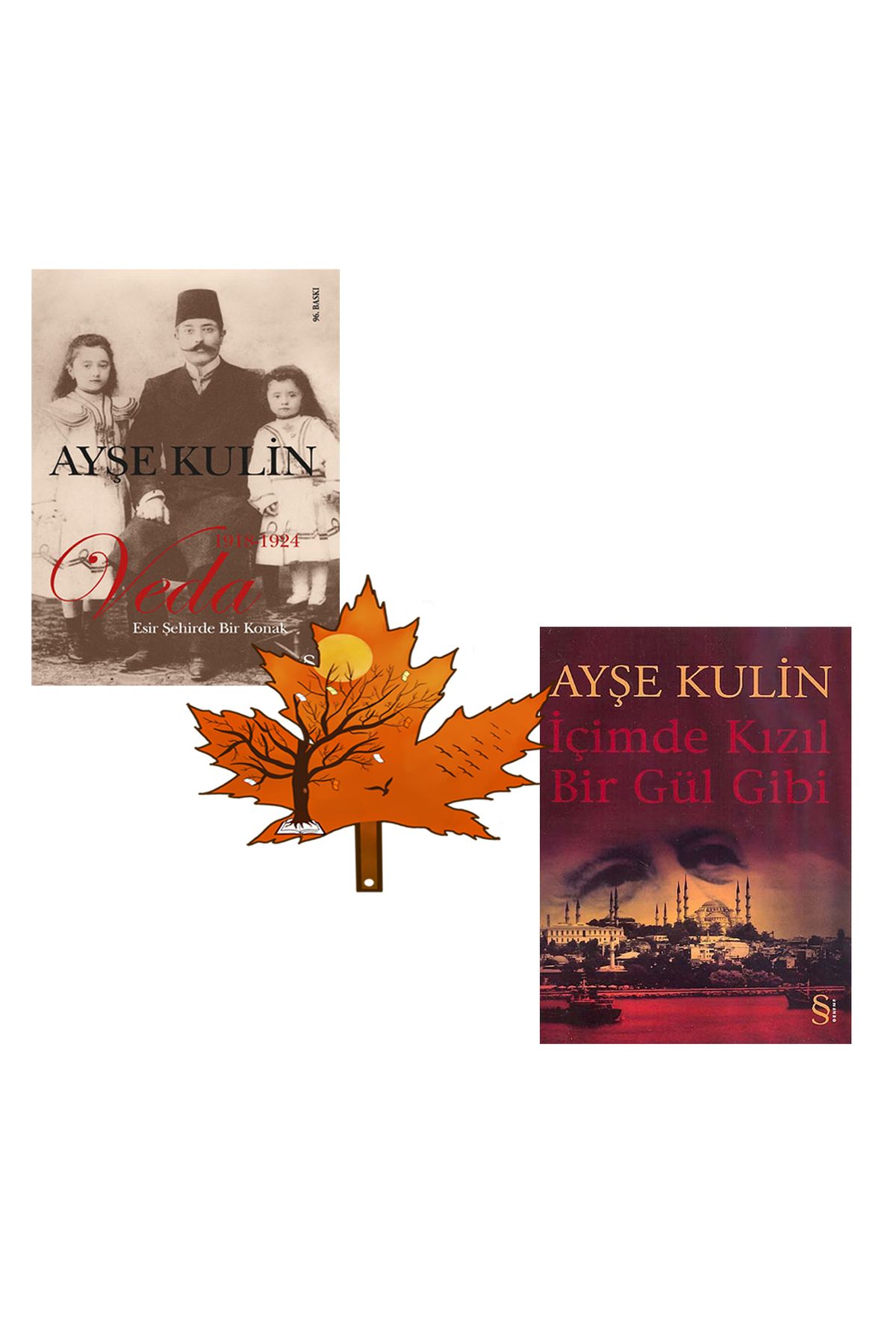 Everest Yayınları ayşe kulin - veda - ile - içimde kızıl bir gül gibi - kitap ayracı ile