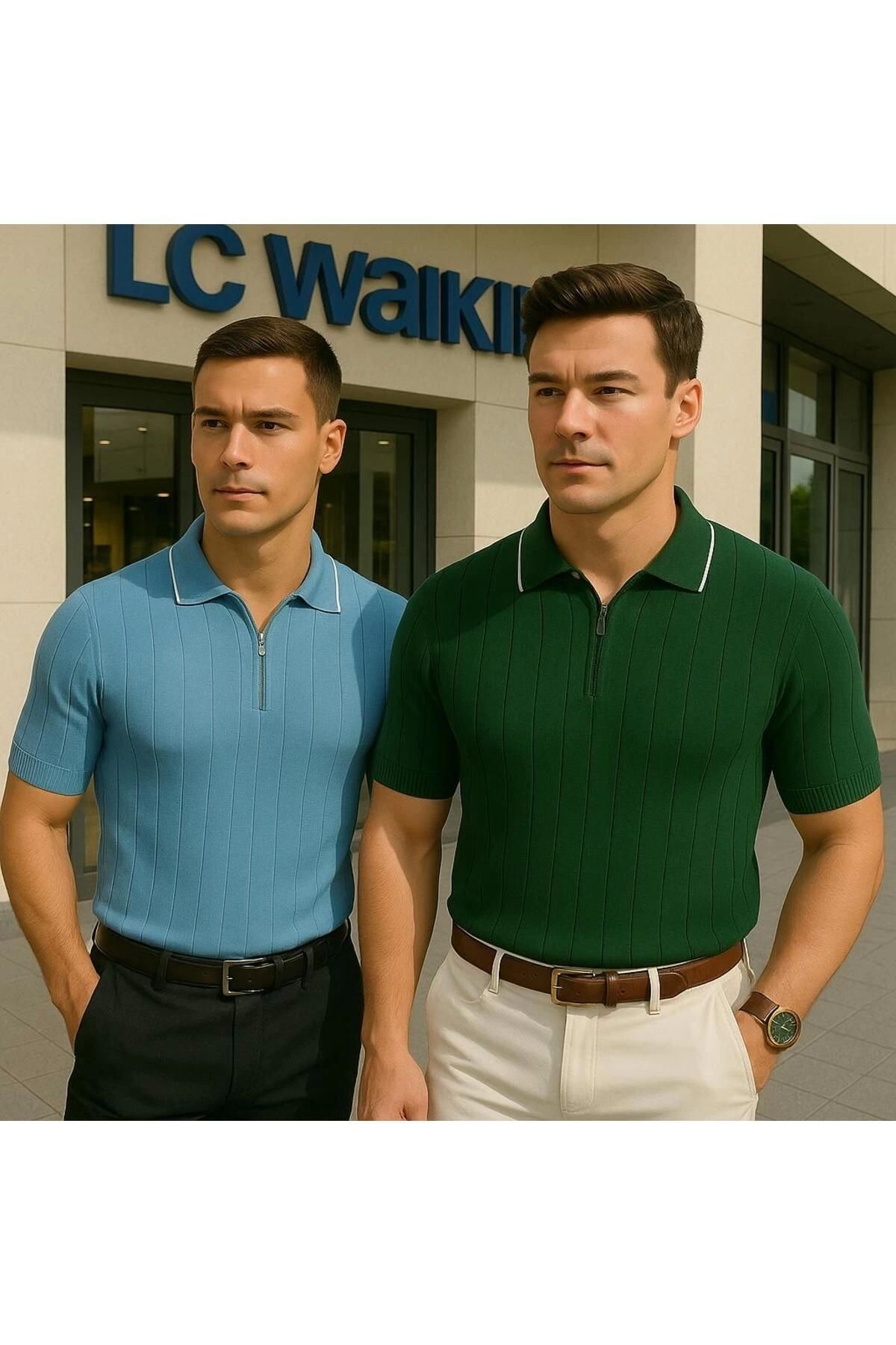 LC Waikiki 2li Polo Yaka Fermuarlı Kısa Kollu Erkek Yazlık Triko Premium Kalite Tişört / T-shirt