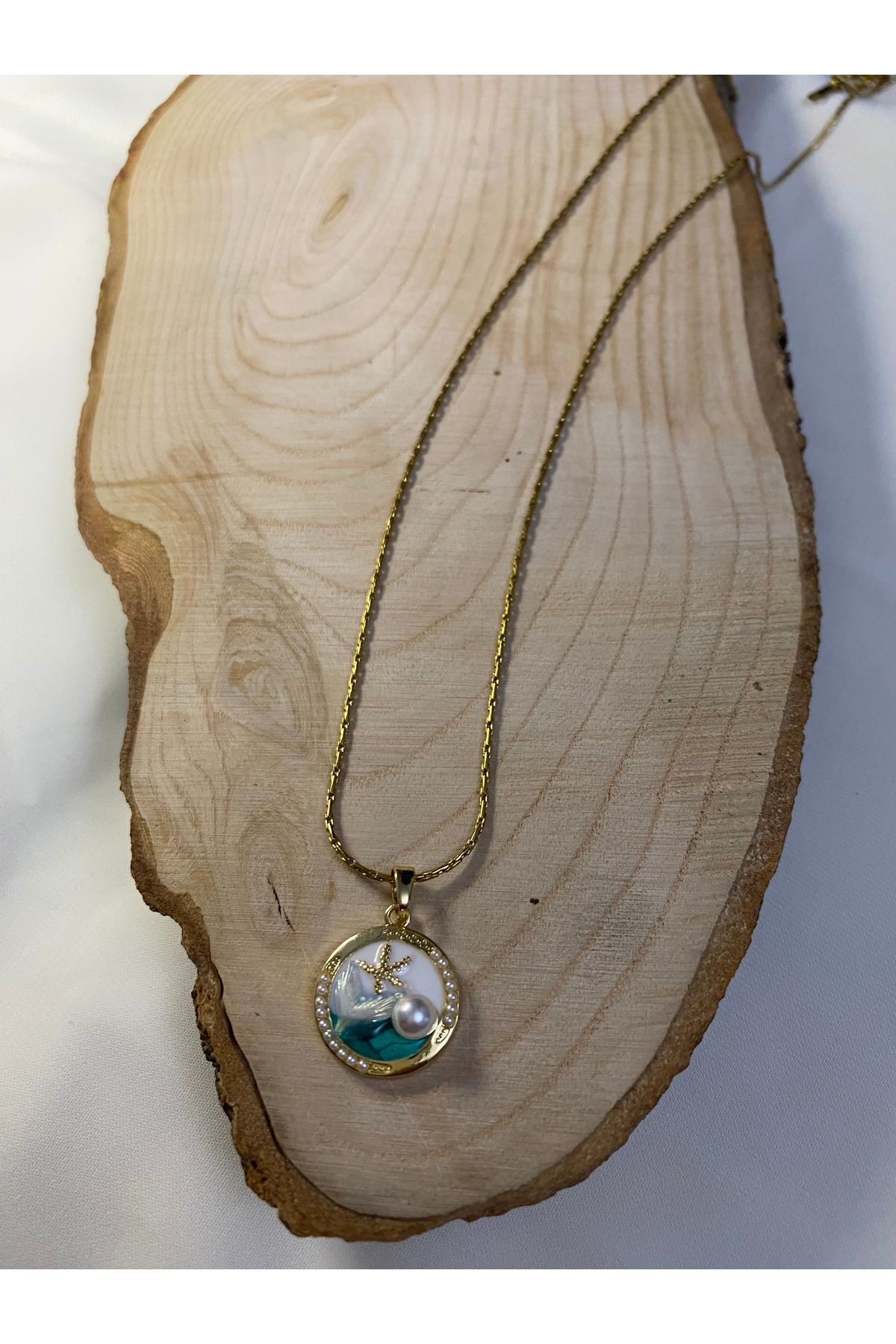 asem jewelry DENİZ KIZI VE YILDIZ TEMALI VİNTAGE ÇELİK KOLYE
