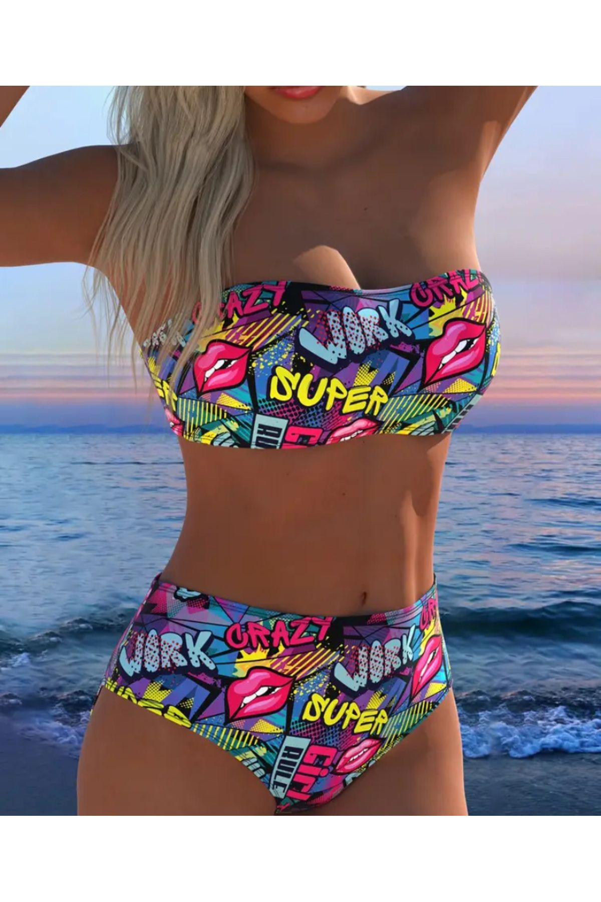 voluna Grafiti Baskılı Bikini