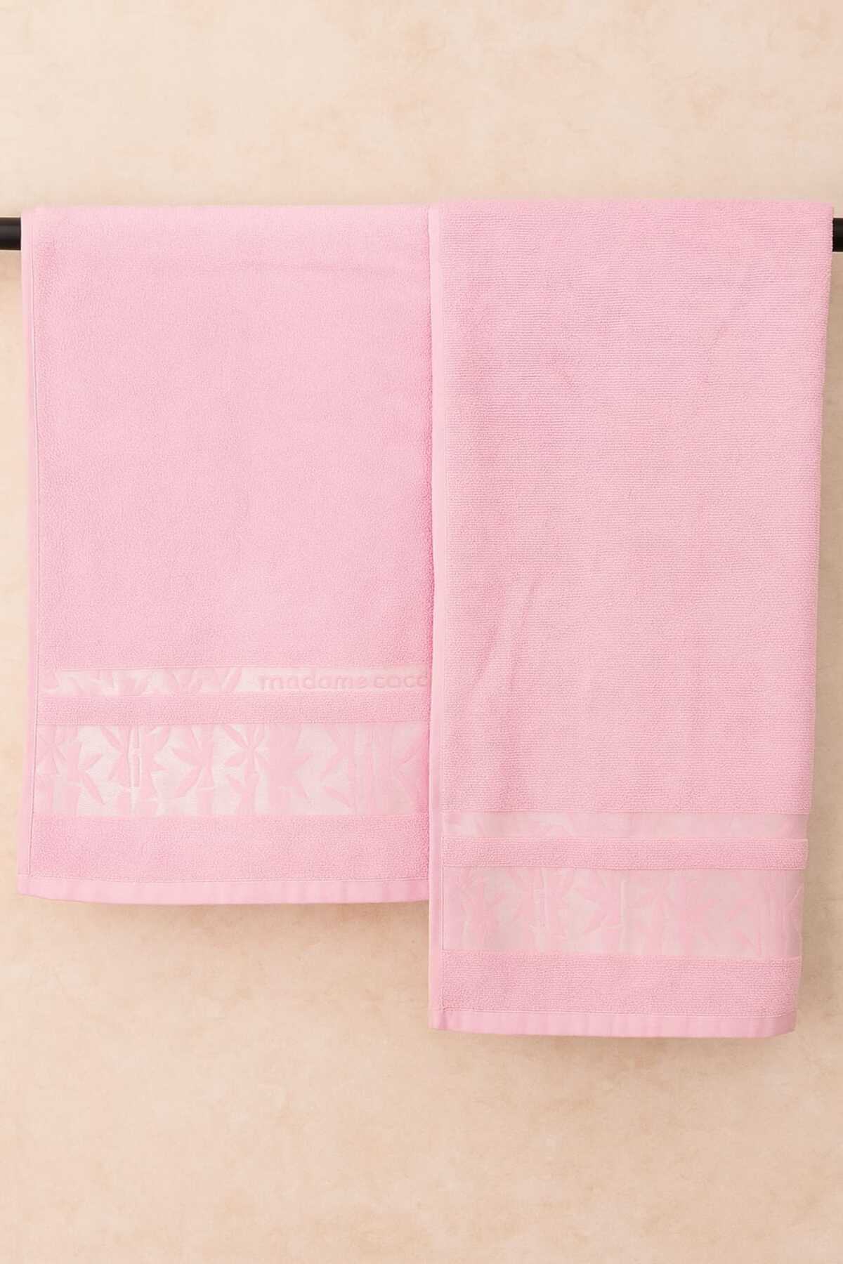 HB TEKSTİL 100% PAMUK BAMBU DESENLİ YUMUŞAK DOKULU HAVLU 2 Lİ (2 ADET)