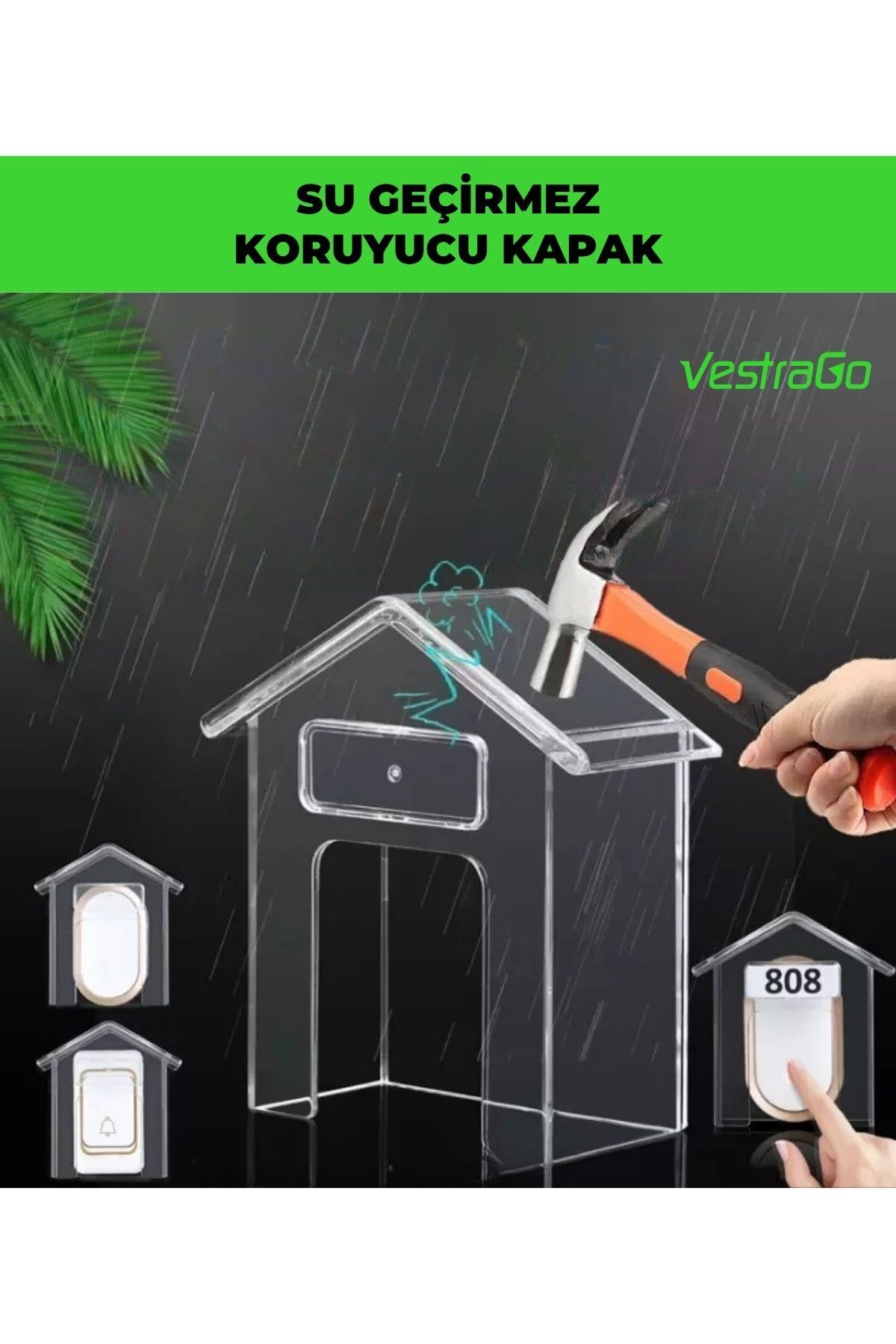 VESTRAGO Dış Mekan Kablosuz Kapı Zili için Su Geçirmez Şeffaf Koruyucu Kapak , Yağmurdan ve Tozdan Korur