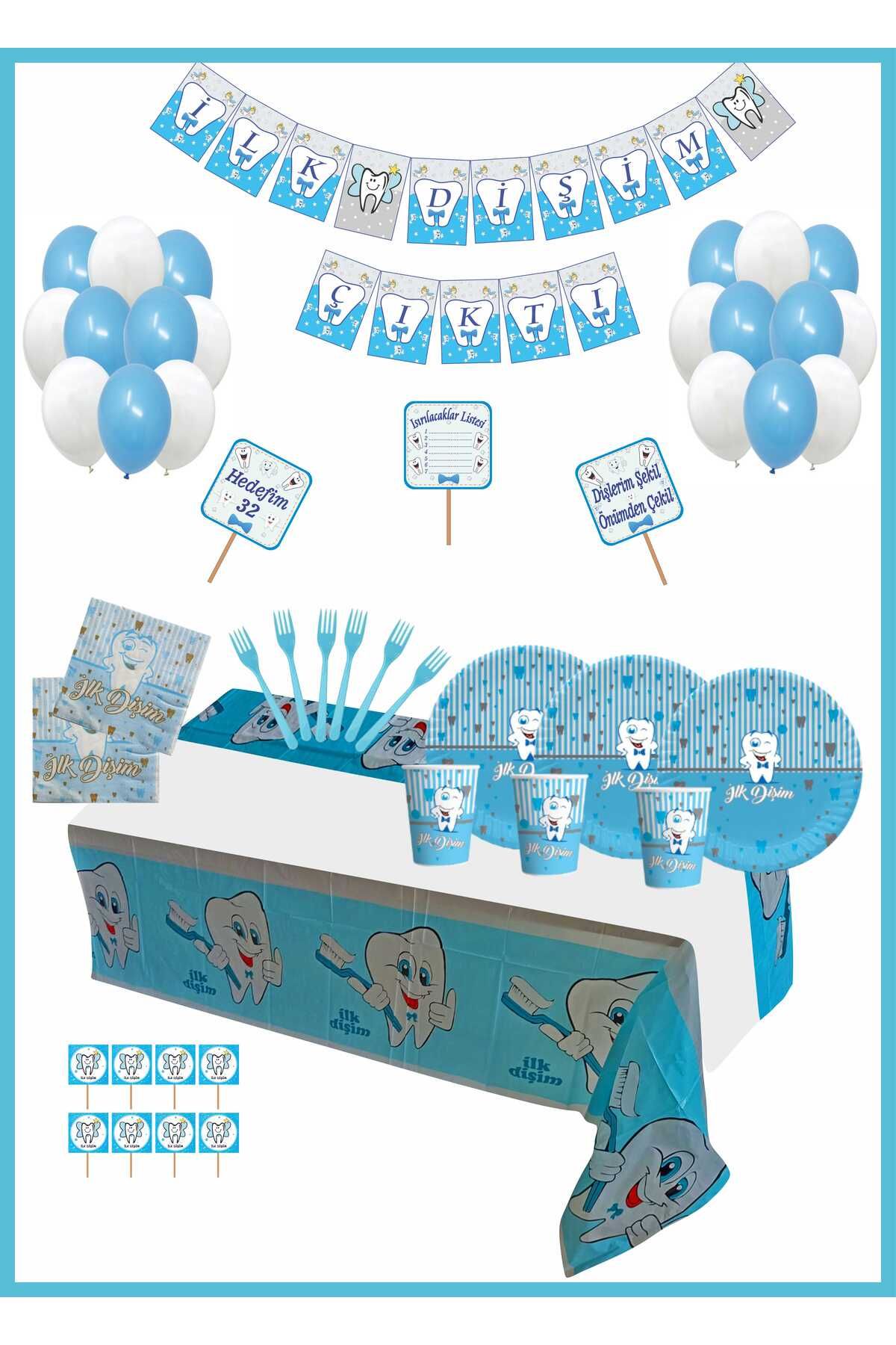 motto party İlk Dişim Diş Buğdayı Parti Seti Mavi 16 Kişilik