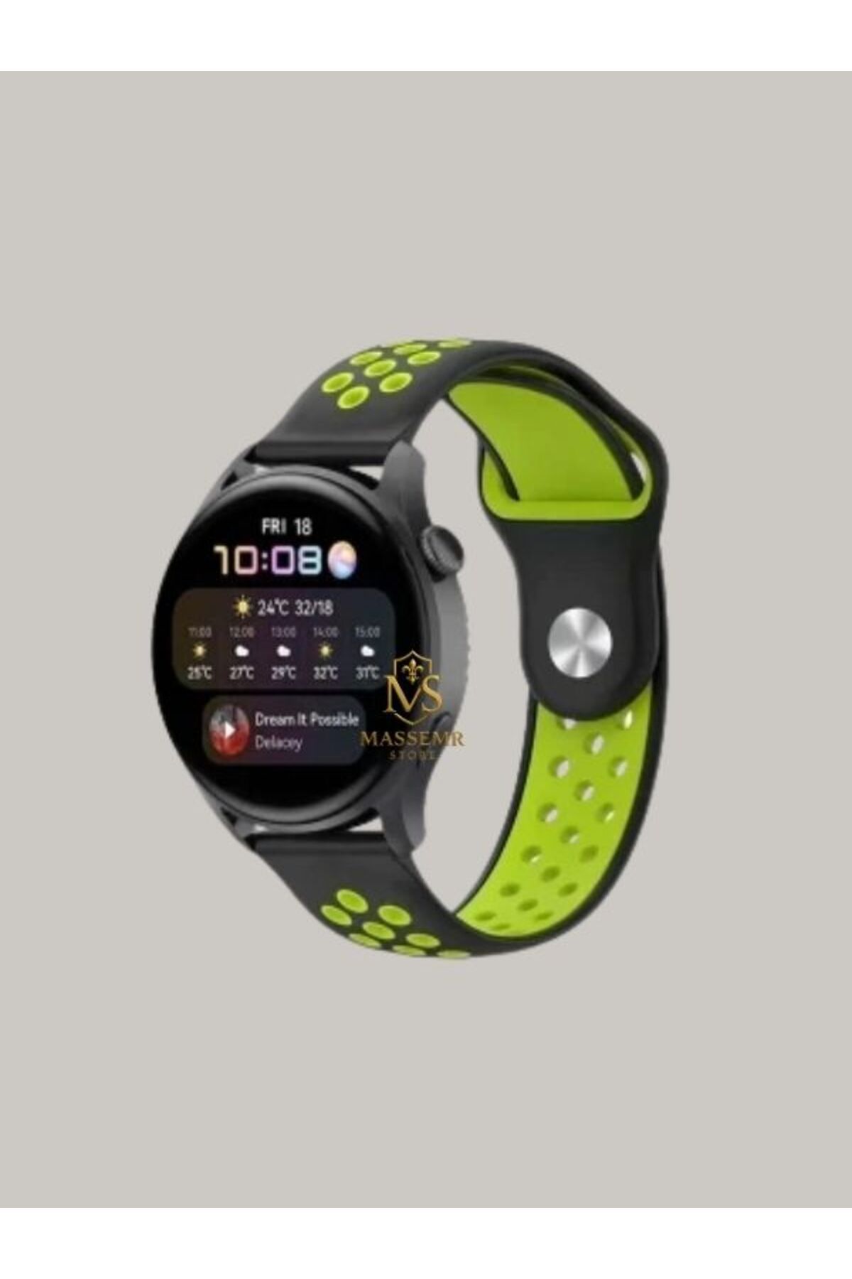 Massemr Huawei Watch GT 2/3 42mm 20mm Uyumlu Spor Delikli Silikon Akıllı Saat Kordonu Esnek Tasarım
