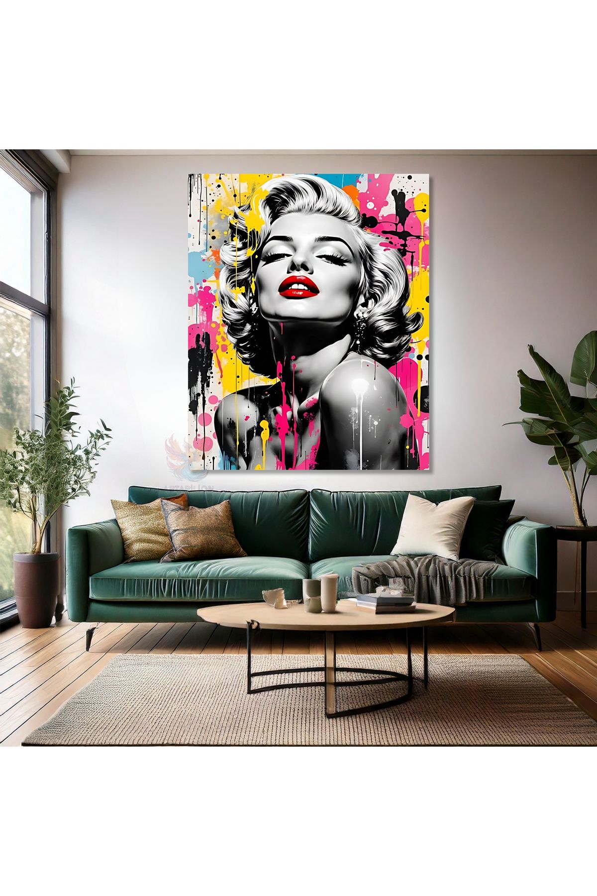 Artarilion Boya Sıçrama Görünümlü Kanvas Tablo Marilyn Monroe Kanvas Tablo Dijital Baskı Ofis Ev Tablosu