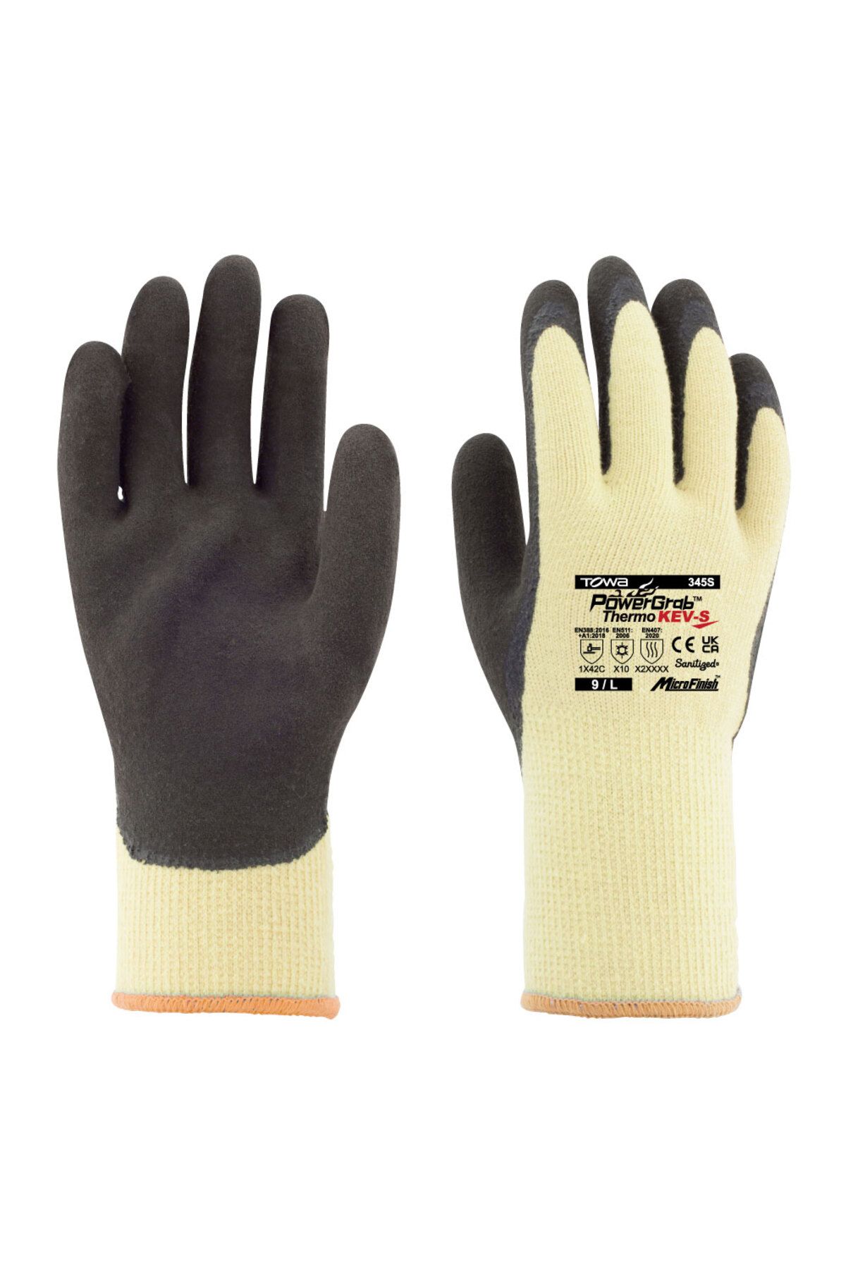 Towa -PG KEVSThermo345S PowerGrab® Kevlar® Astar Üzerine MicroFinish® Lateks Kaplı İş Eldiveni
