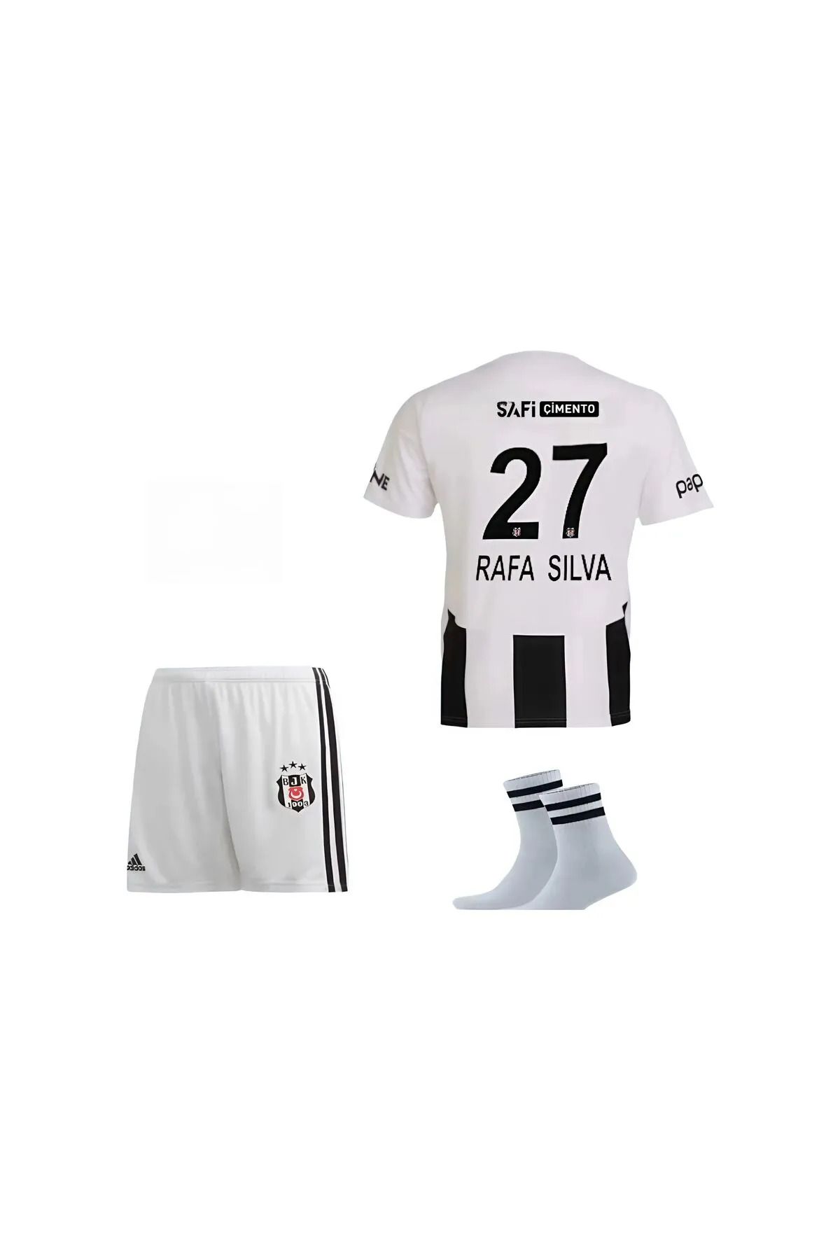 Alaturka Mix Beşiktâş//Rafa-silvâ Siyah/Beyaz Yeni Sezon Çocuk Futbol Forması Şort Çorap Bileklik Hediyelii