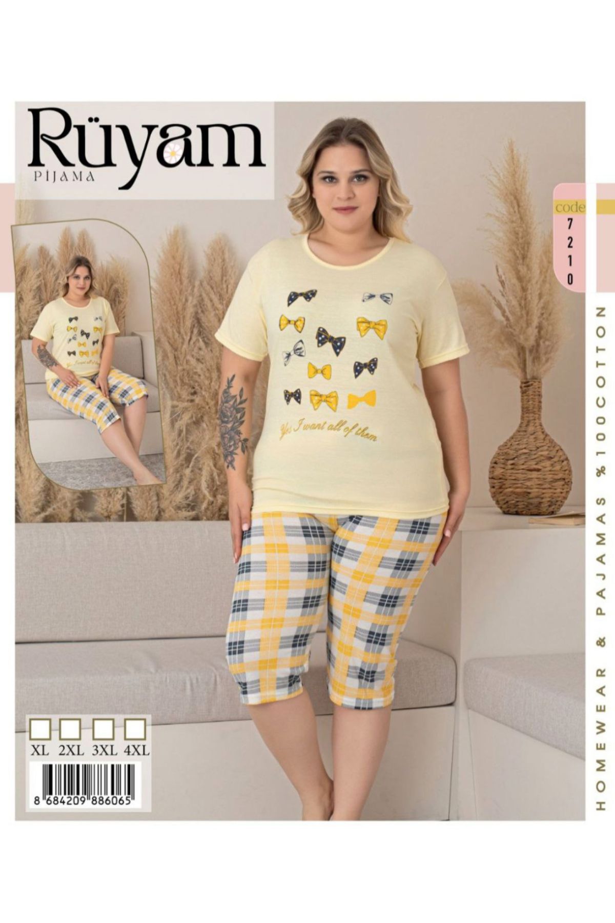 Rüyam Büyük Beden Kadın Pijama Takımı Kaprili