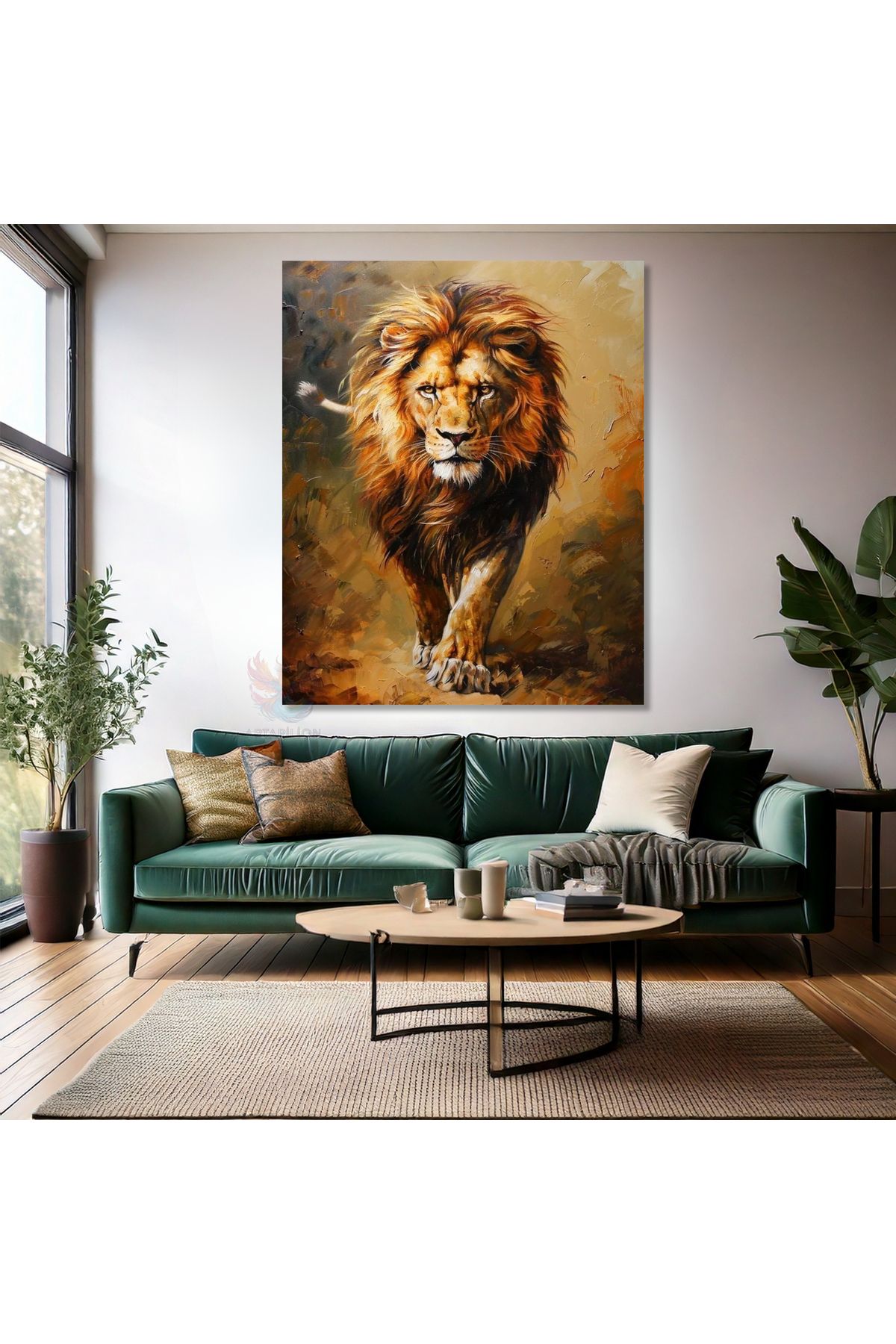 Artarilion Asil Aslan Tablosu Kanvas Dijital Baskı Aslan Tablosu Salon Tablosu