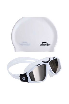 Slazenger Yetişkin Yüzücü Gözlüğü MIRROR GL6 WhiteWhiteBlack+BONE
