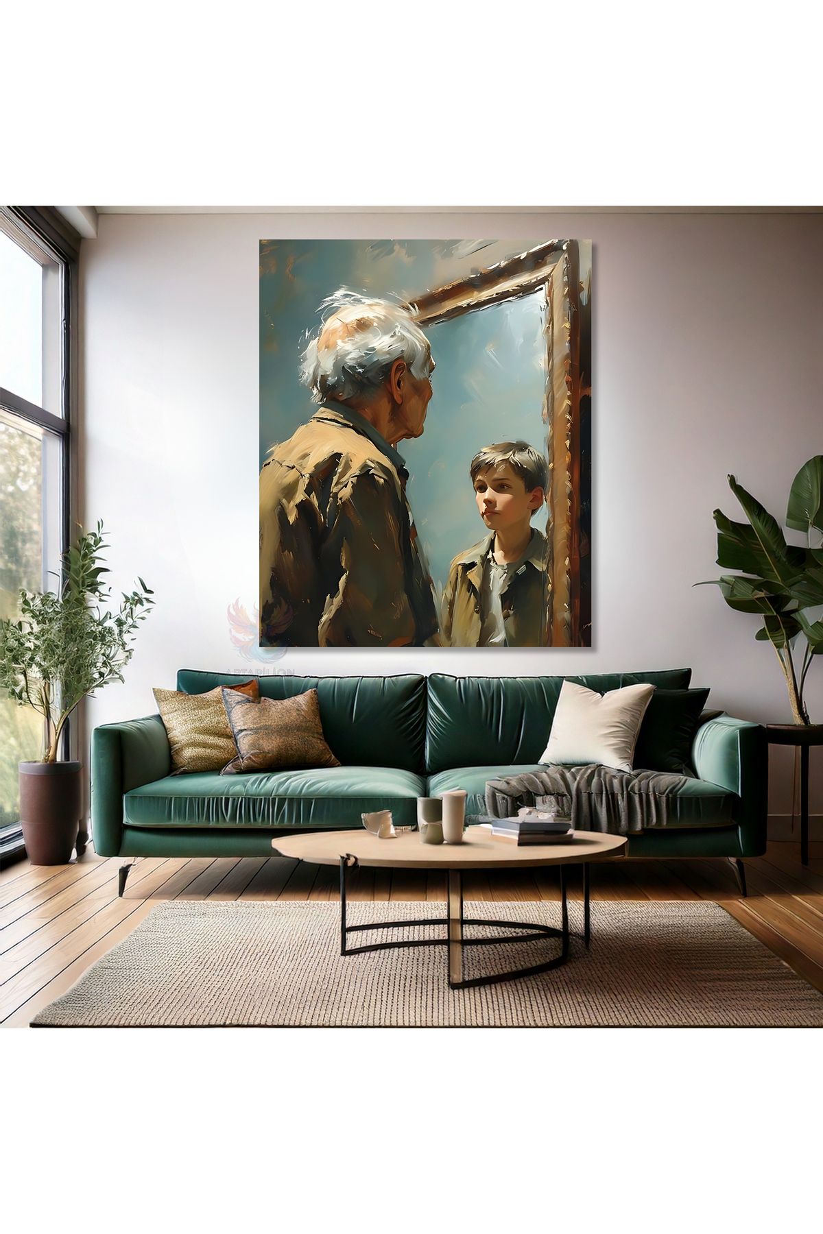 Artarilion Genç ve Yaşlı Kanvas Tablo Düşündürücü Modern Sanat Duvar Tablosu